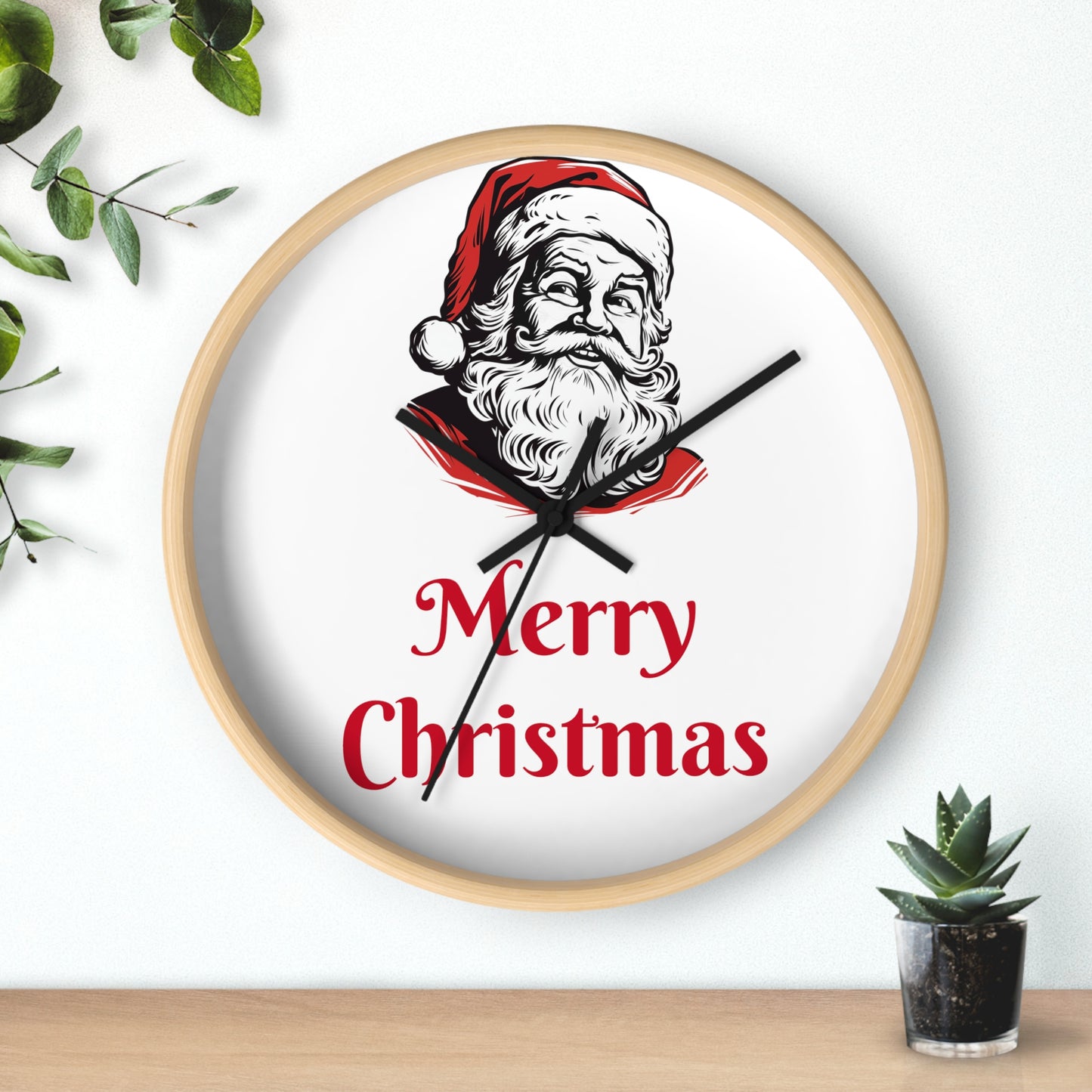 Santa Christmas Wall Clock - Festive Xmas Decor Family Gift Idea