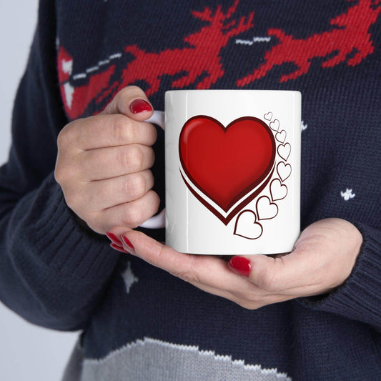 Love hearts Mug, Valentine gift, gift for mom, gift for her, gift for him, mug, custom mug, Ceramic Mug 11oz - Giftsmojo