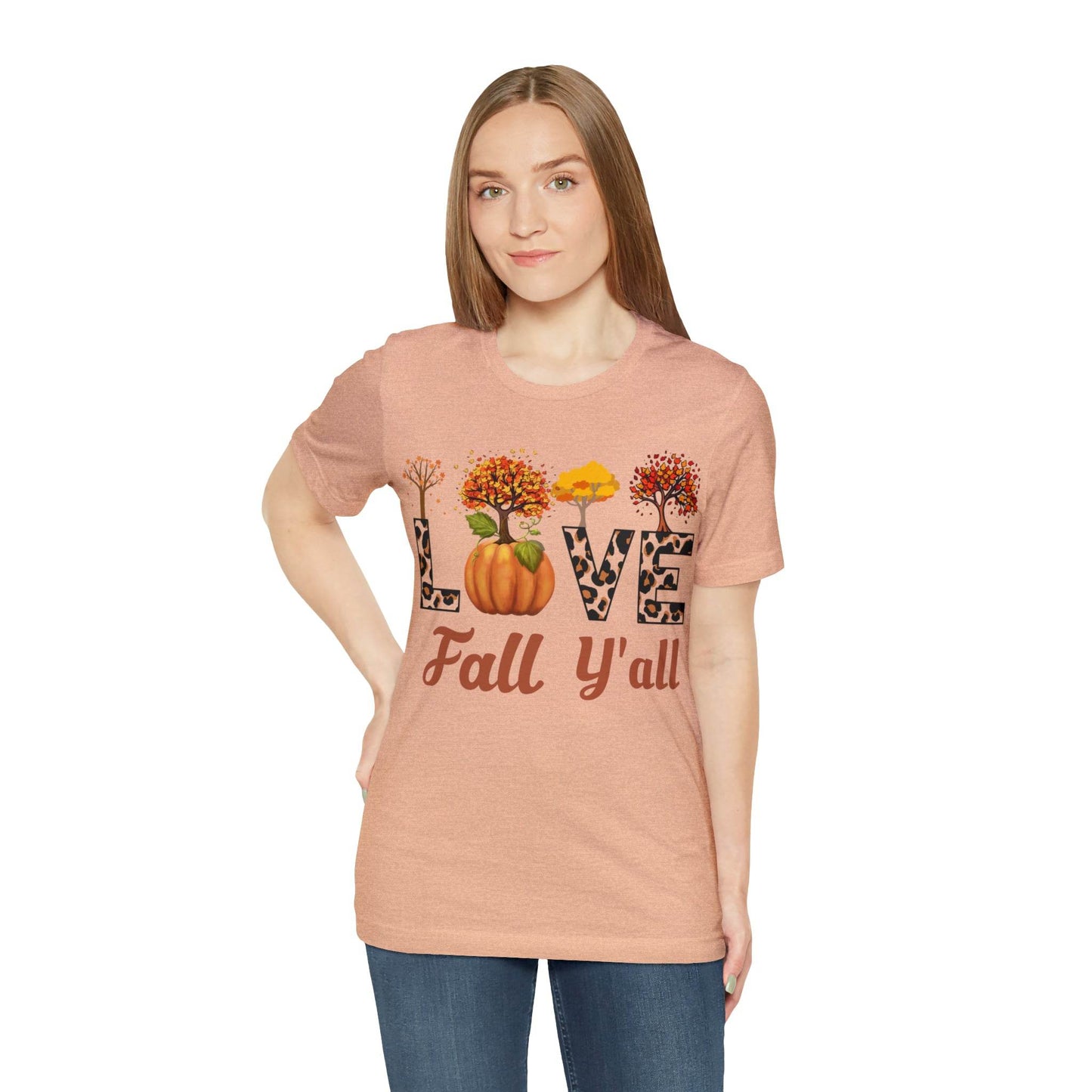 Leopard Print Love Fall Y'all, Fall shirt, Fall lover gift, Nature lover gift. - Giftsmojo