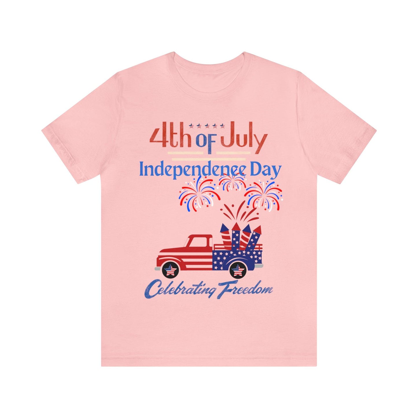 Celebrate Independence with our Patriotic Freedom Shirt! Men and Women's 4th of July Shirt featuring USA Flag, Fireworks, and Joyful Spirit!"