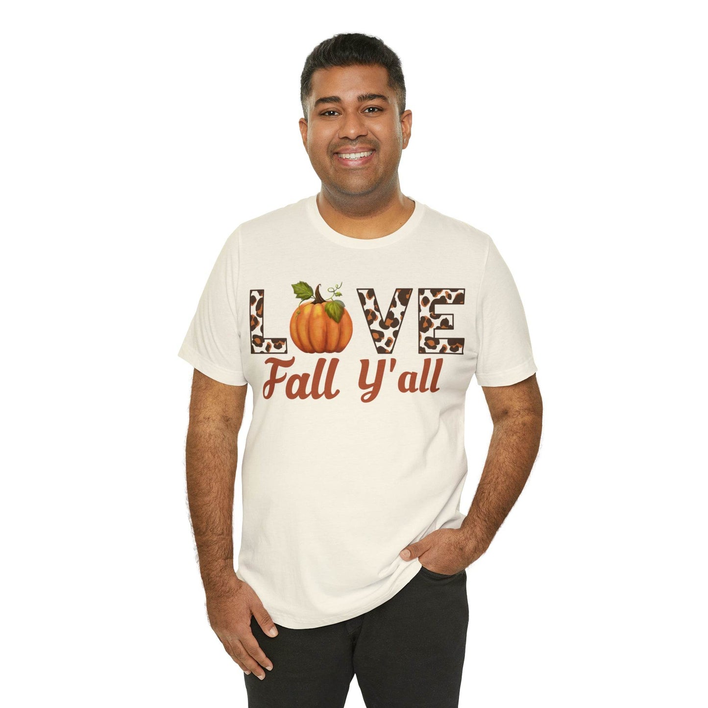 Leopard Print Love Fall Y'all Shirt, Pumpkin Shirt, Fall Shirt for Fall Lover, Fall gift - Giftsmojo