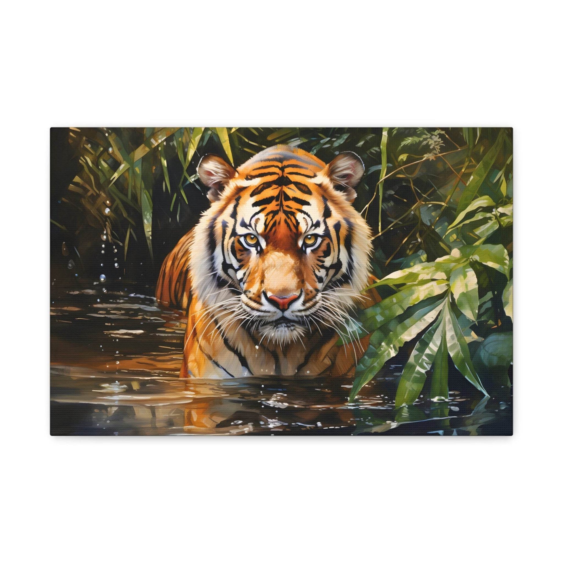Watercolor Tiger In Nature Art Canvas Gallery Wraps Tiger Print Large Canvas Art Animal Wall Art minimalist Wall Art Lover Gift - Giftsmojo
