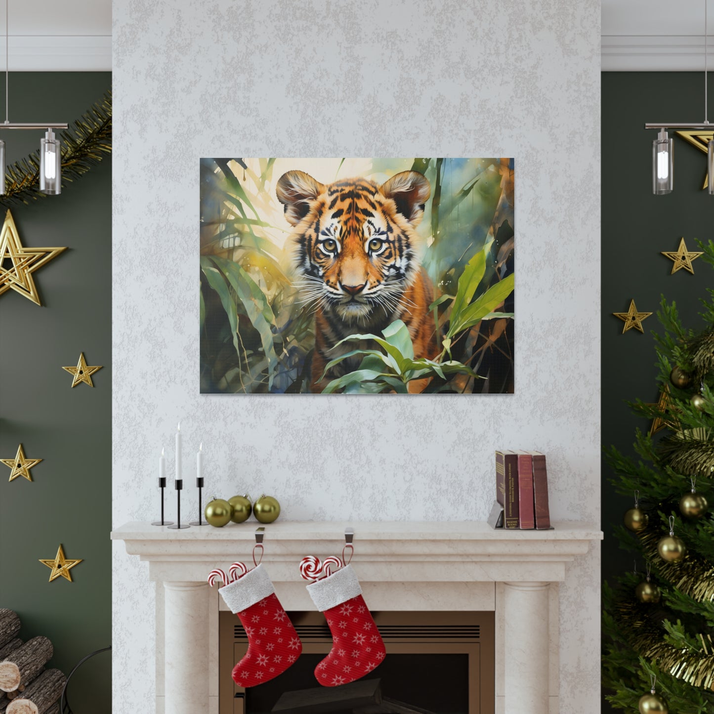 Watercolor Baby Tiger In Nature Art Canvas Gallery Wraps Tiger Print Large Canvas Art Animal Wall Art minimalist Wall Art Lover Gift
