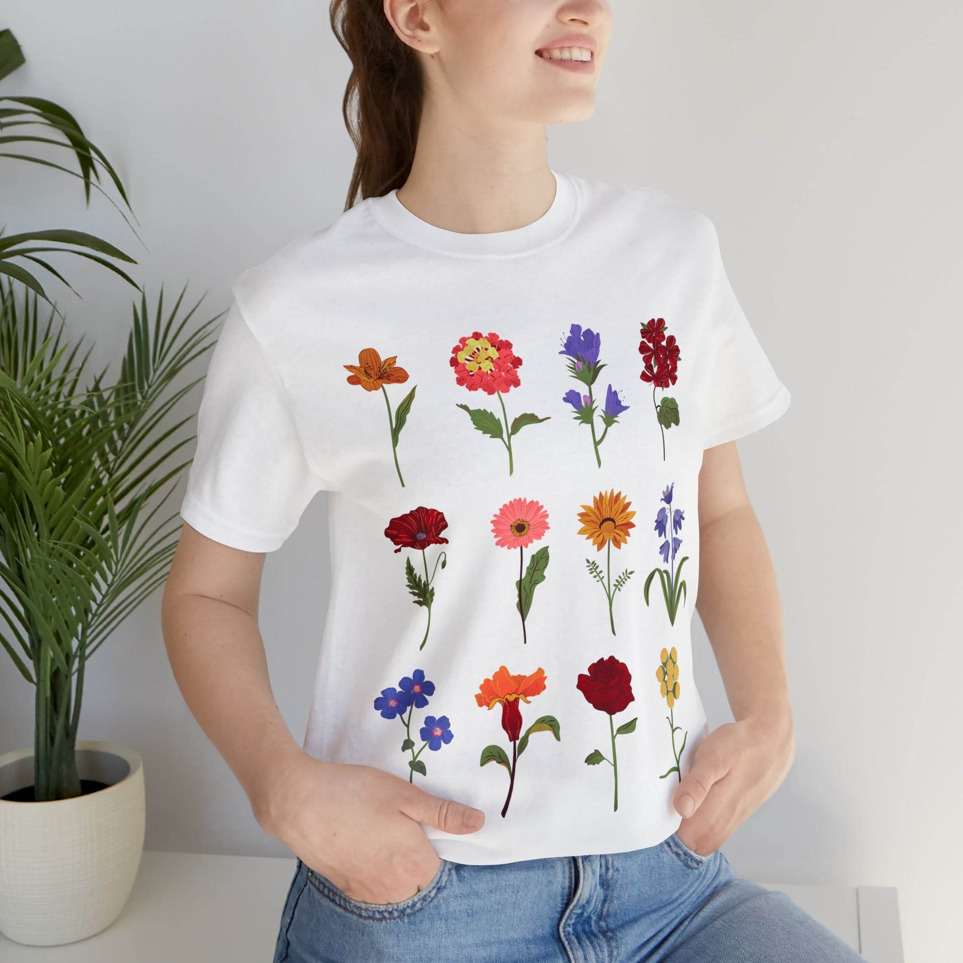 Wildflower Tshirt, Flower Shirt, Types of Flowers Shirt, Floral Tshirt, Gift for Women, Ladies Shirts Best Friend Gift, Plant Mom Nature Tee - Giftsmojo
