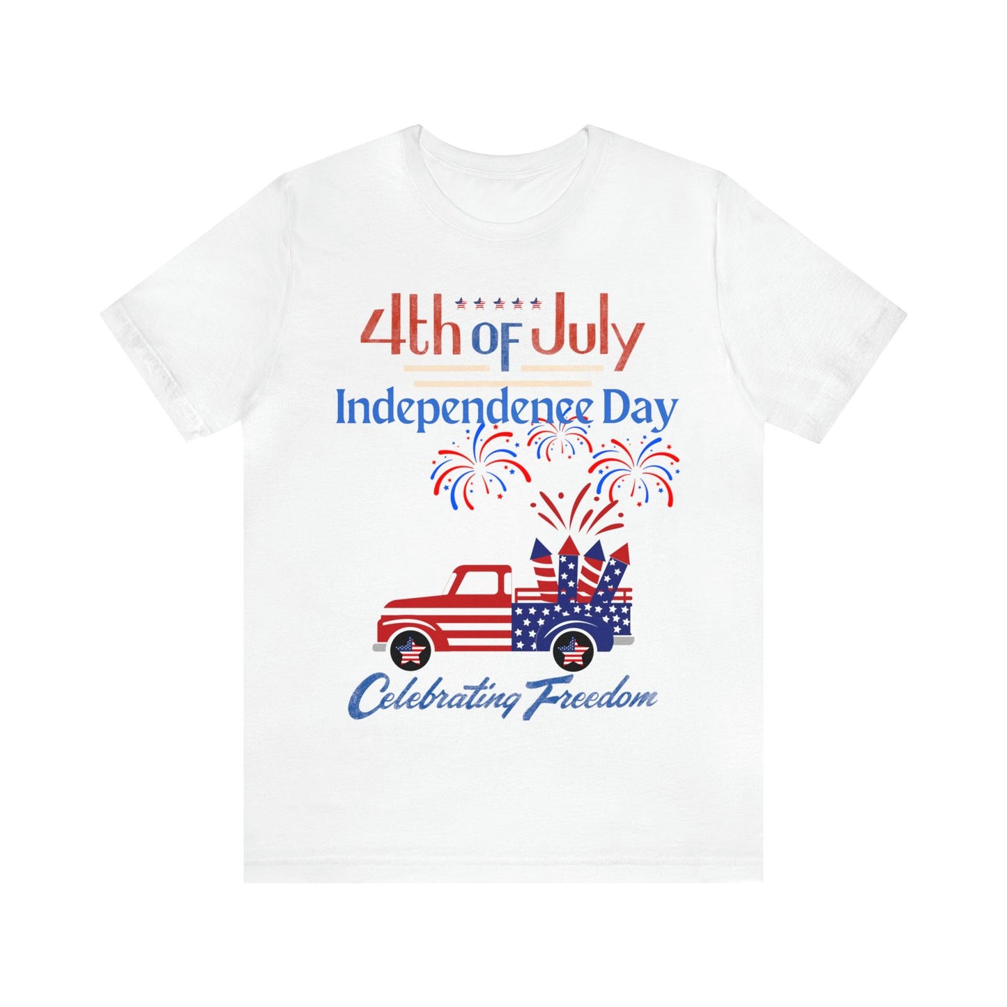 Celebrate Independence with our Patriotic Freedom Shirt! Men and Women's 4th of July Shirt featuring USA Flag, Fireworks, and Joyful Spirit!"