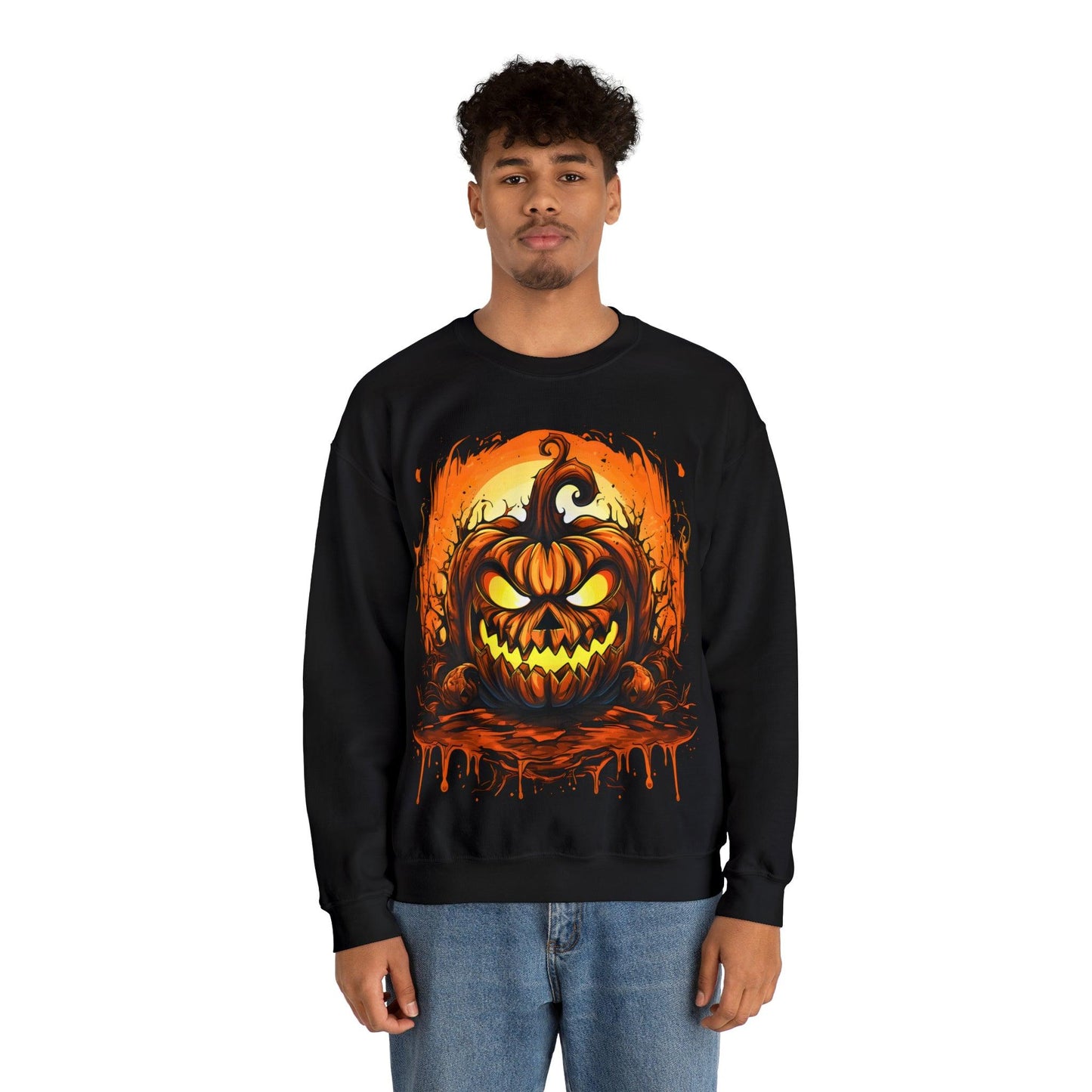 "Scary Jack O' Lantern Retro Halloween Sweatshirt: Elevate Your Halloween Styl - Giftsmojo
