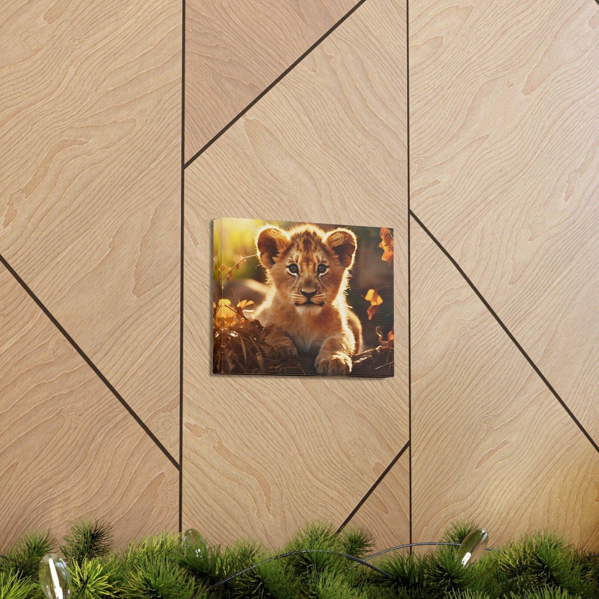Baby Lion Cub Print Animal Nature Art Safari Nursery Canvas Gallery Wraps Baby Lion Print Large Canvas Art Animal Wall Art Lover Gift - Giftsmojo