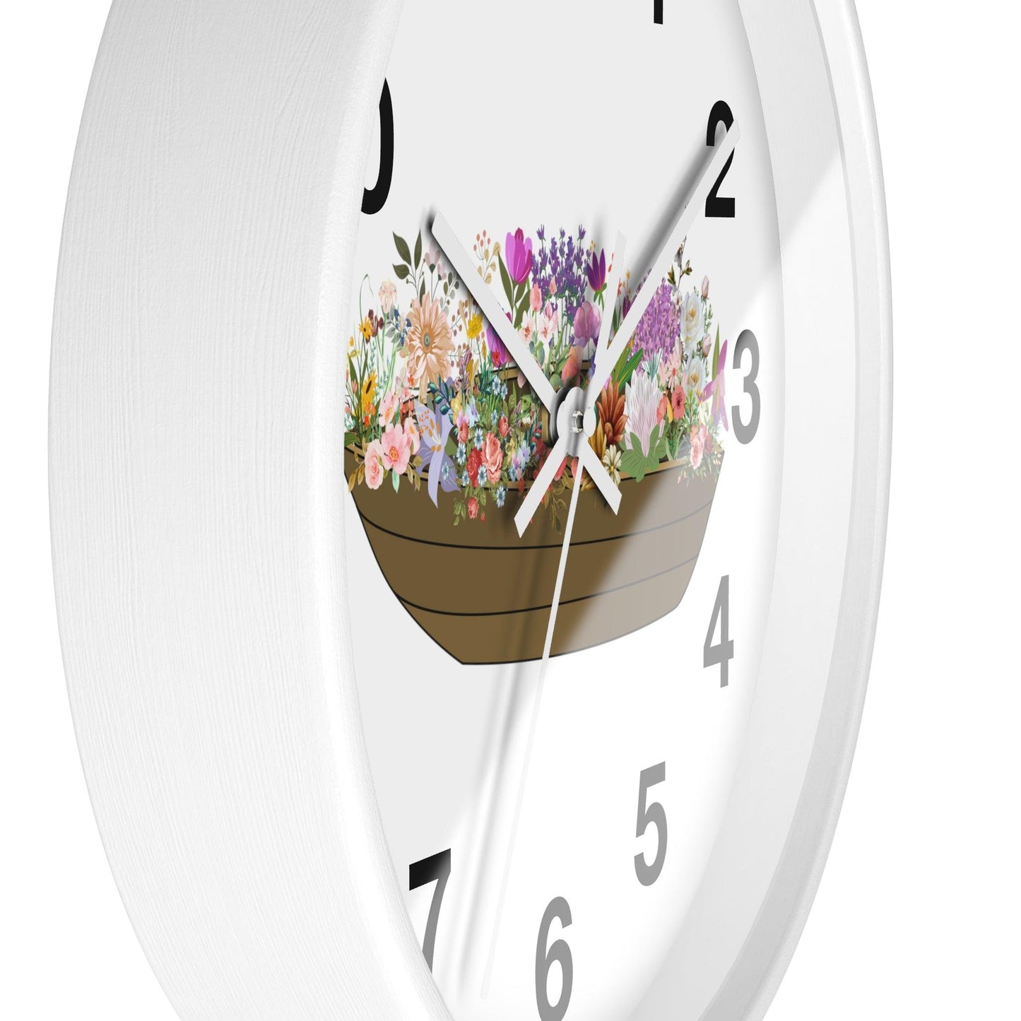 Boat Flower Wall Clock Floral Wall Clock Home Decor Gift House Warming gift - Unique Gift Farmhouse Clocks For Wall Living Room Bedroom
