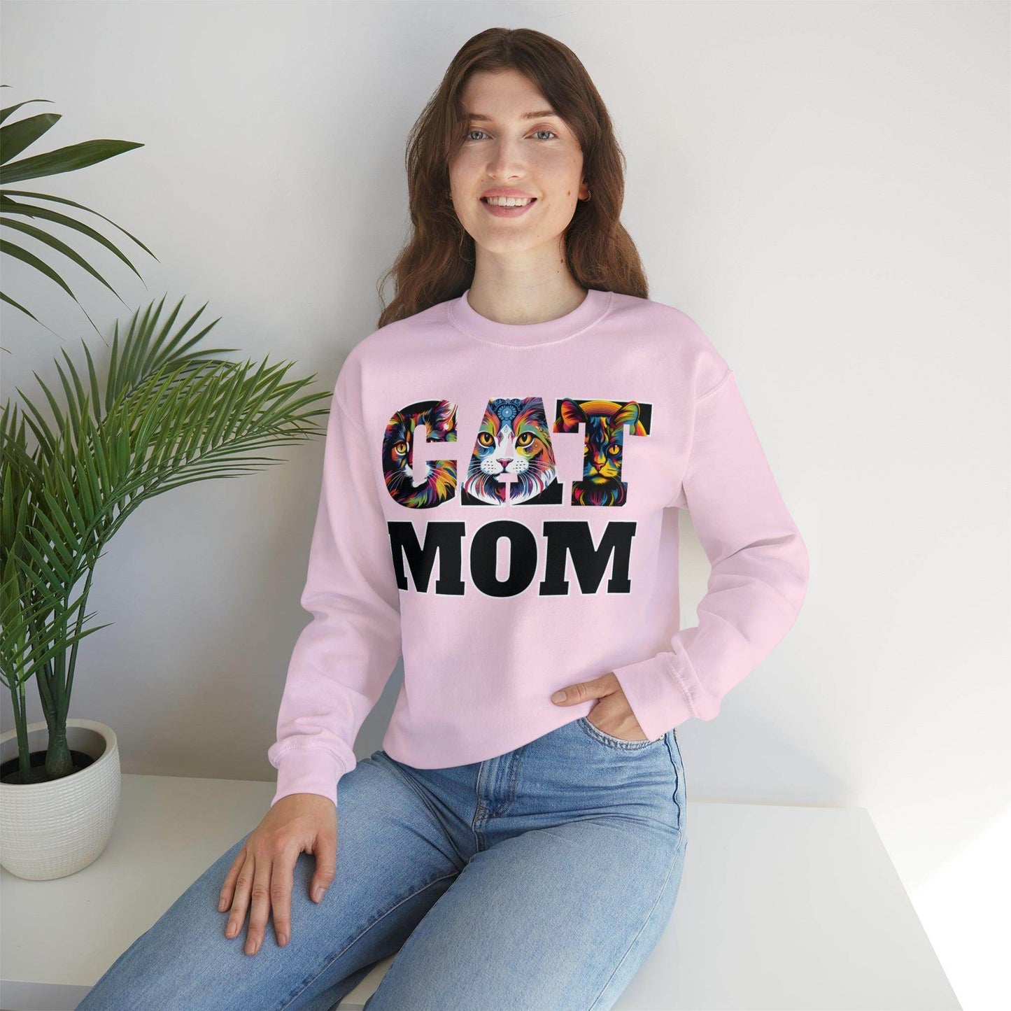 Cat Mom Sweatshirt Cat Sweatshirt Cat Crewneck Sweatshirt Cat Mom Gift Cat Lover Gift Cat Mama Shirt Cat Lover Sweater Animal Lover Gift - Giftsmojo