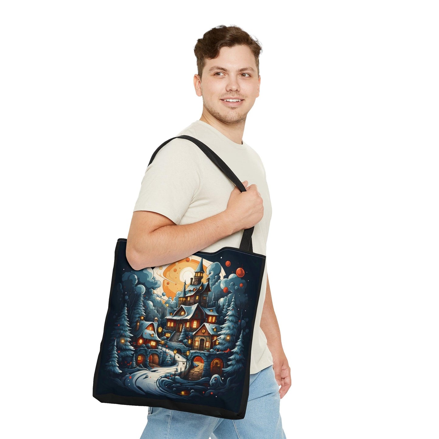 Christmas Bag Cute Christmas Bag - Aesthetic Bag, Christmas Village Bag, Mom Bag Canvas Bag Christmas Tote Bag Gift