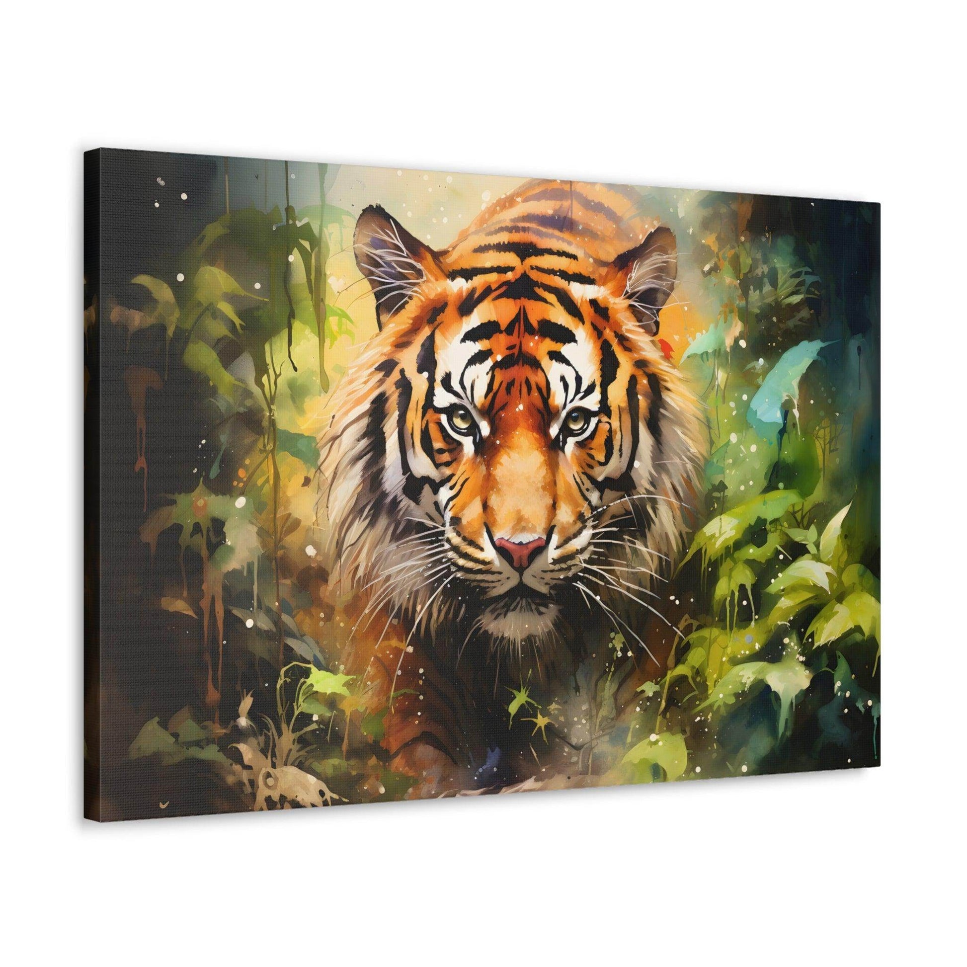 Watercolor Tiger In Nature Art Canvas Gallery Wraps Tiger Print Large Canvas Art Animal Wall Art minimalist Wall Art Lover Gift - Giftsmojo
