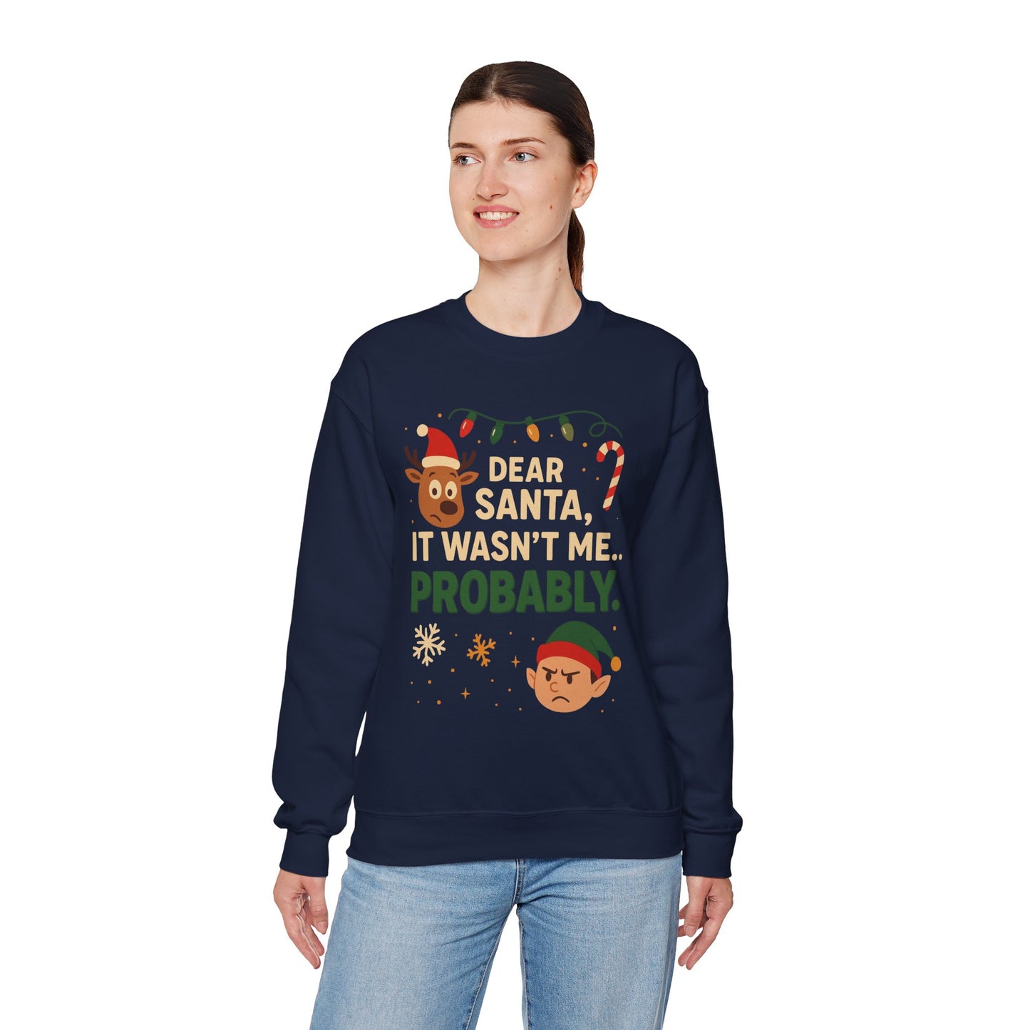 Funny Holiday Unisex Sweatshirt - 'Dear Santa It Wasn't Me' Design