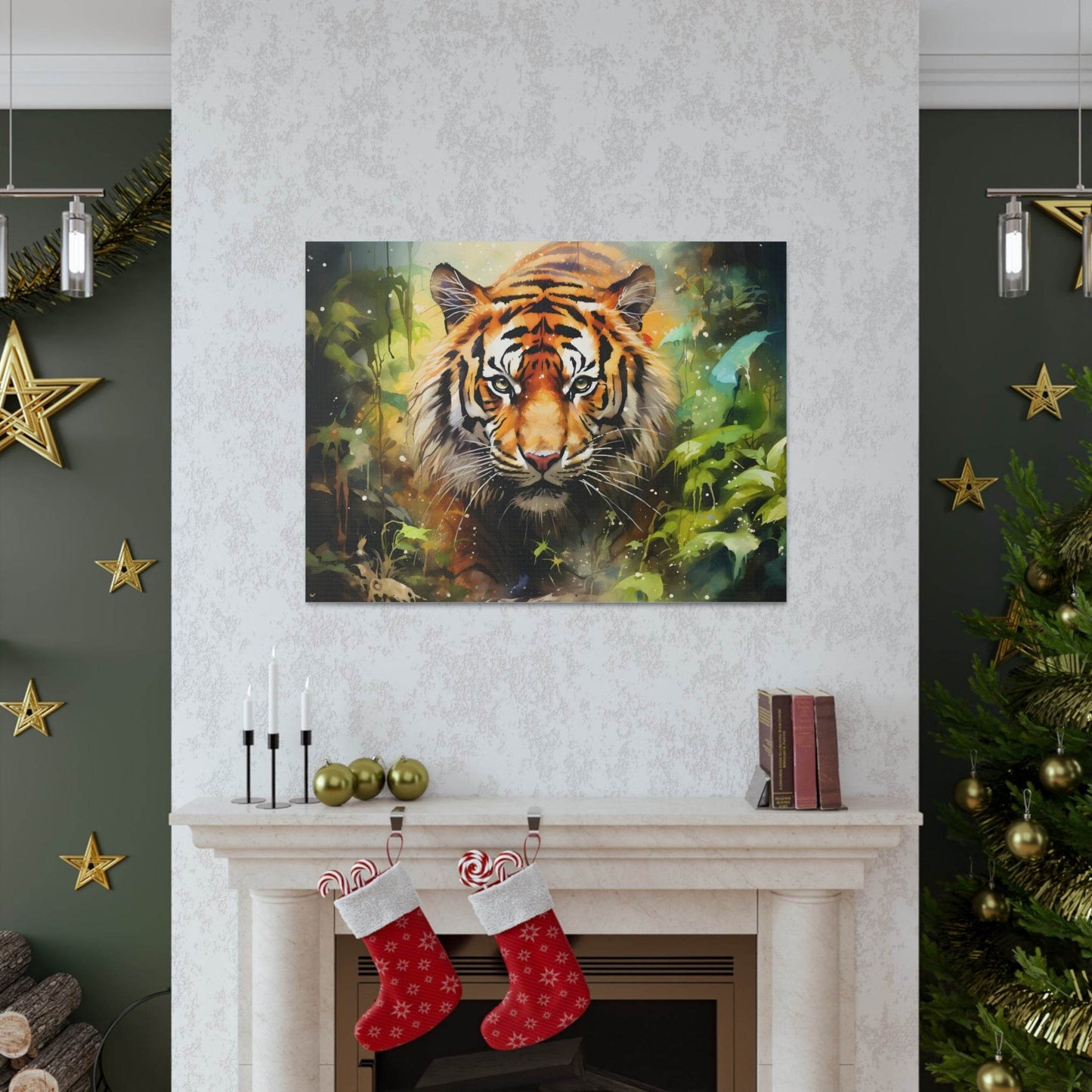 Watercolor Tiger In Nature Art Canvas Gallery Wraps Tiger Print Large Canvas Art Animal Wall Art minimalist Wall Art Lover Gift - Giftsmojo