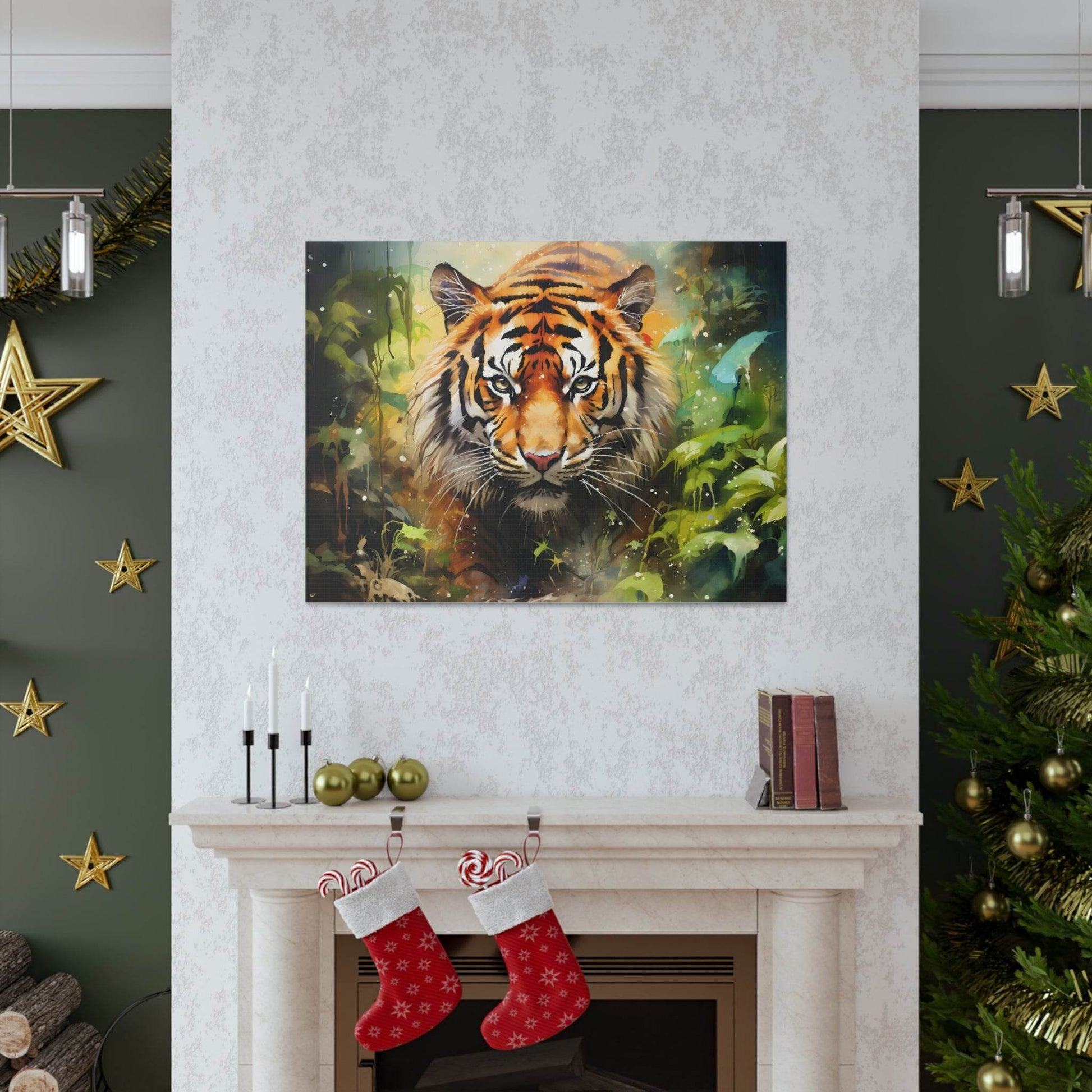 Watercolor Tiger In Nature Art Canvas Gallery Wraps Tiger Print Large Canvas Art Animal Wall Art minimalist Wall Art Lover Gift - Giftsmojo