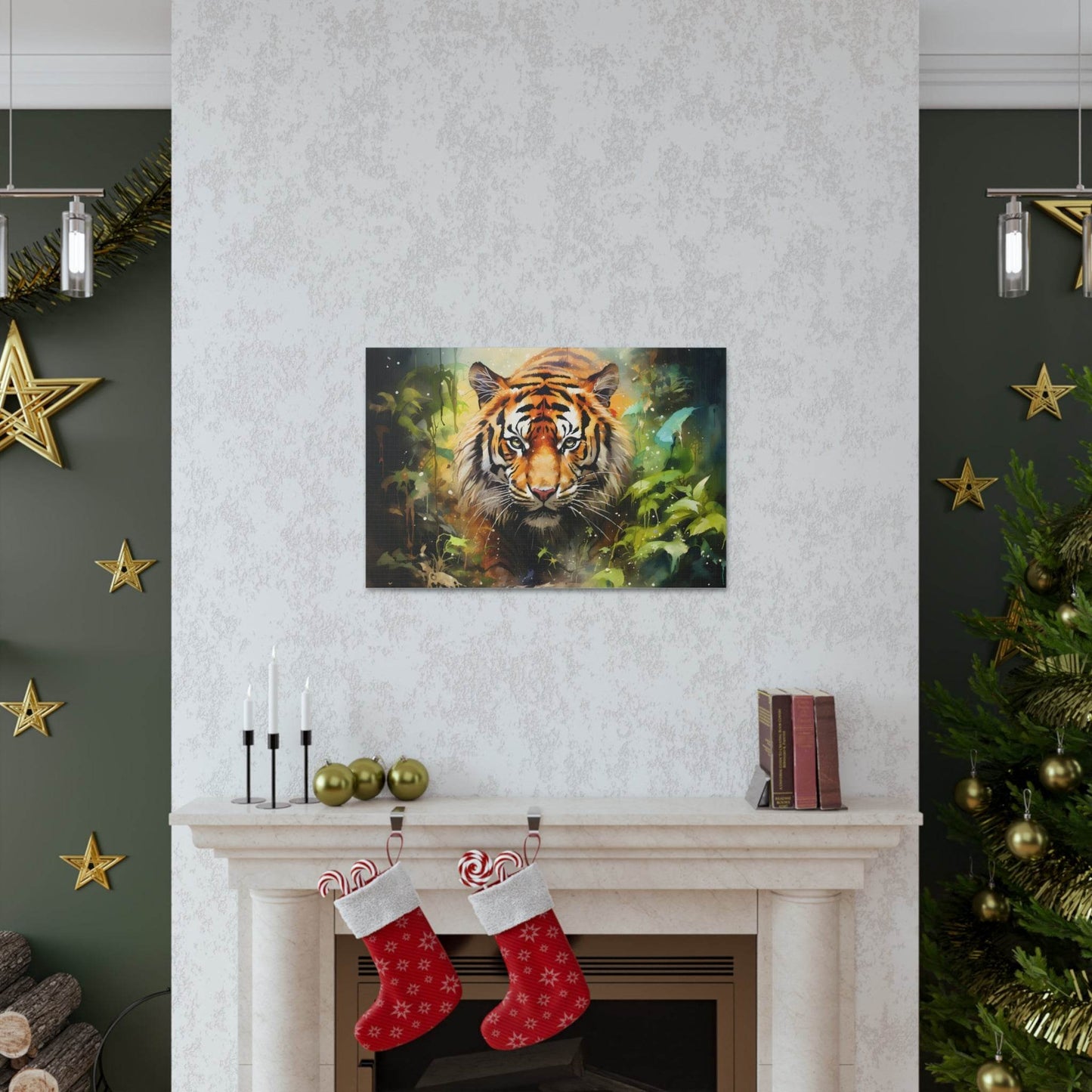 Watercolor Tiger In Nature Art Canvas Gallery Wraps Tiger Print Large Canvas Art Animal Wall Art minimalist Wall Art Lover Gift - Giftsmojo