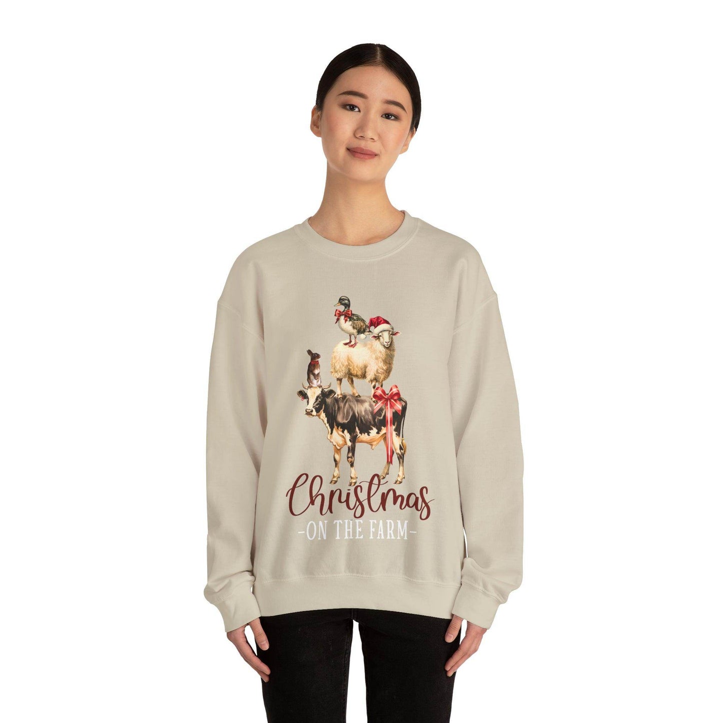 Farm Christmas Sweatshirt Christmas On The Farm Sweatshirt Christmas Sheep Sweatshirt Christmas Sweater Trendy Christmas Shirt - Giftsmojo