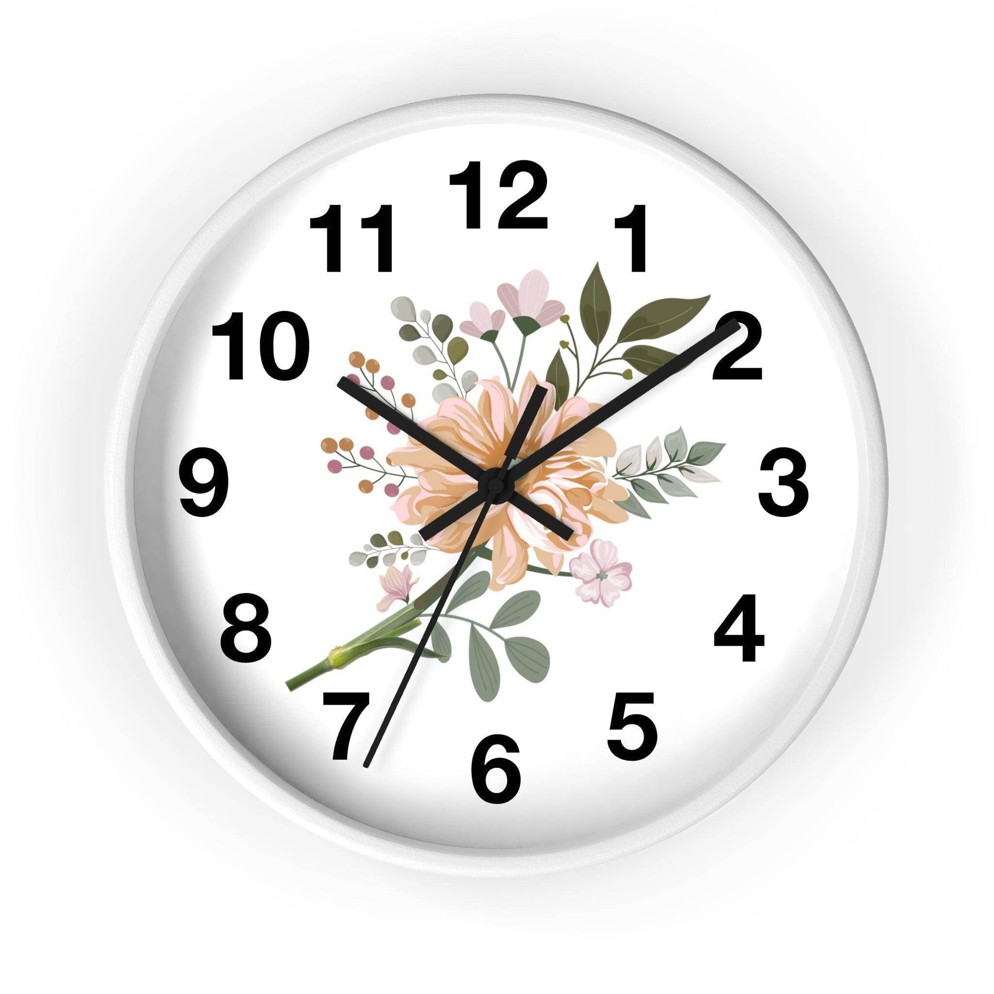 Flower Wall Clock Floral Wall Clock Home Decor Gift House Warming Gift - Mom Gift Unique Gift Farmhouse Clocks For Wall Living Room Bedroom - Giftsmojo