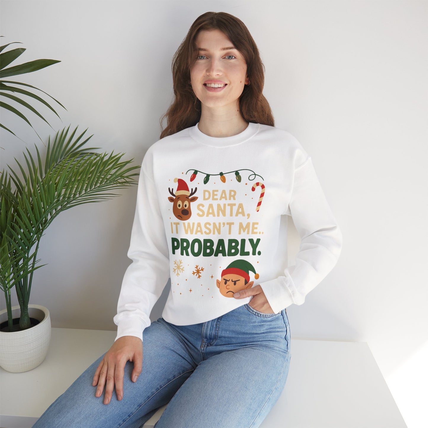 Funny Holiday Unisex Sweatshirt - 'Dear Santa It Wasn't Me' Design