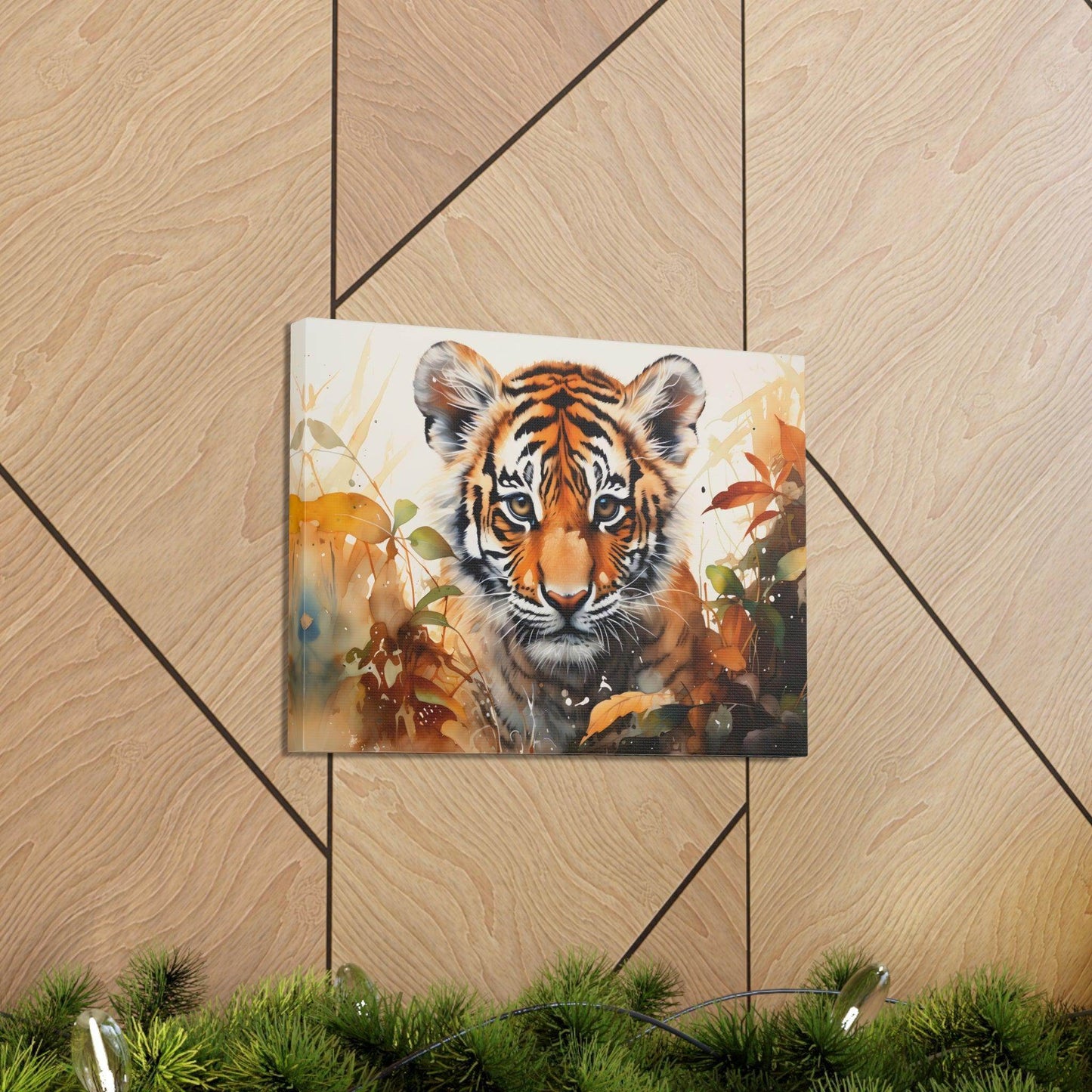 Watercolor Baby Tiger In Nature Art Canvas Gallery Wraps Tiger Print Large Canvas Art Animal Wall Art minimalist Wall Art Lover Gift - Giftsmojo