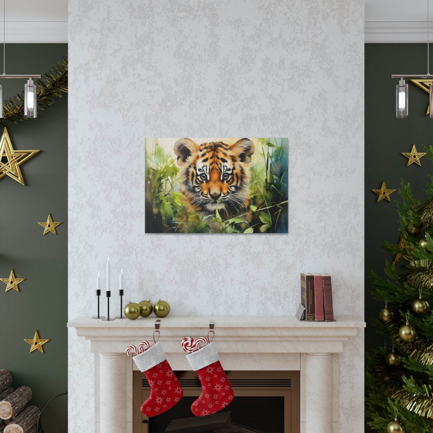 Watercolor Baby Tiger In Nature Art Canvas Gallery Wraps Tiger Print Large Canvas Art Animal Wall Art minimalist Wall Art Lover Gift - Giftsmojo