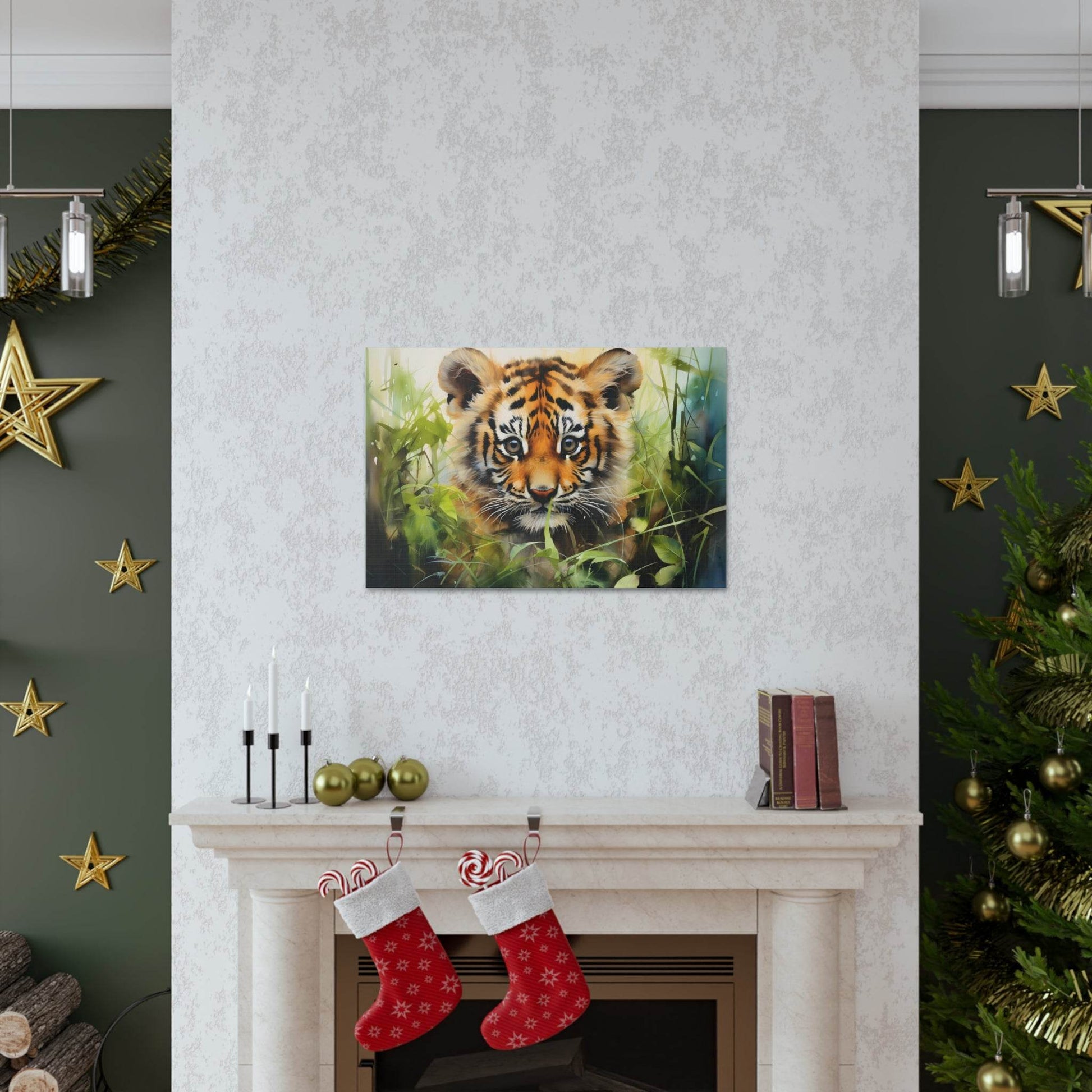 Watercolor Baby Tiger In Nature Art Canvas Gallery Wraps Tiger Print Large Canvas Art Animal Wall Art minimalist Wall Art Lover Gift - Giftsmojo