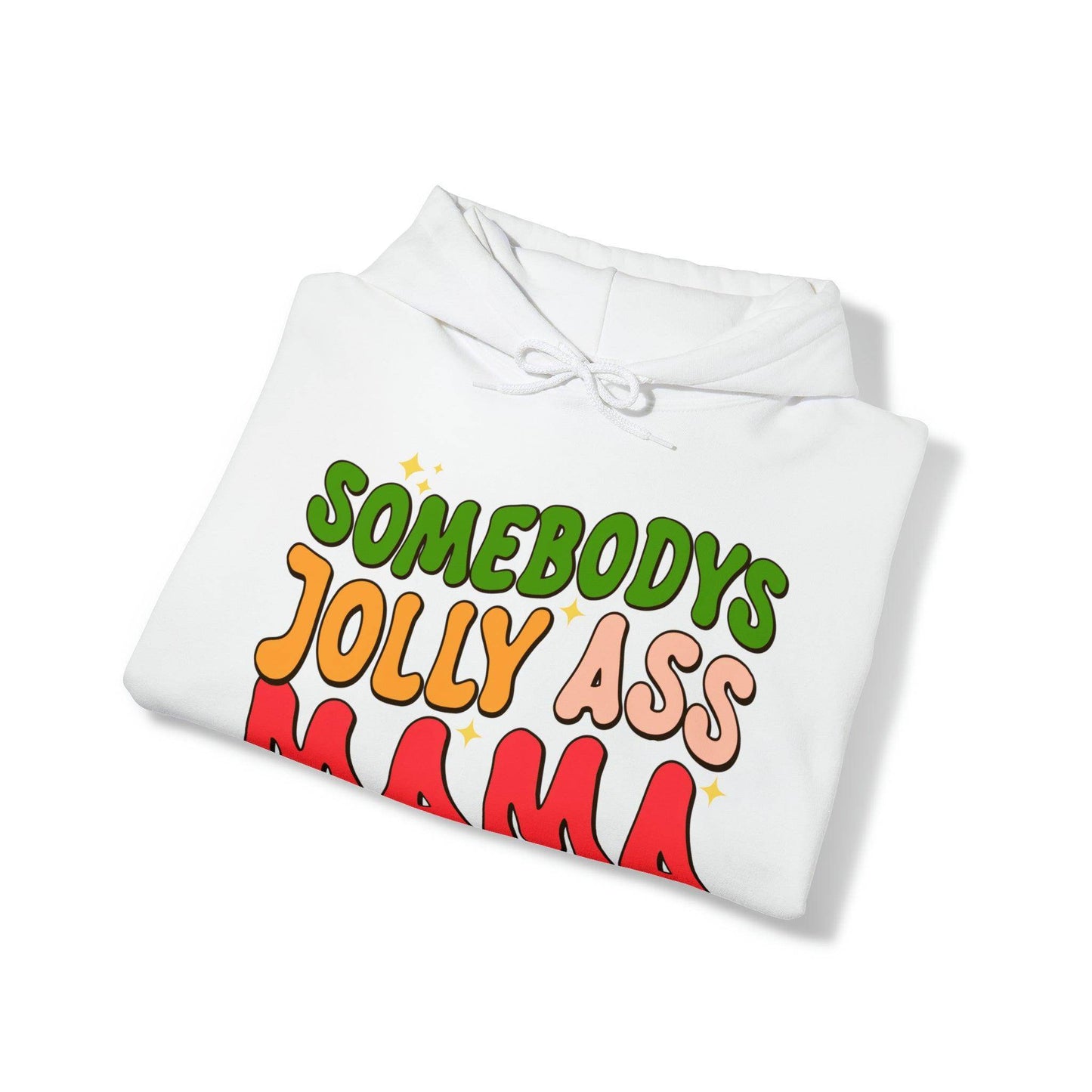 Funny Groovy Retro Christmas - Somebodys Jolly Ass MAMA Christmas Hooded Sweatshirt - Giftsmojo