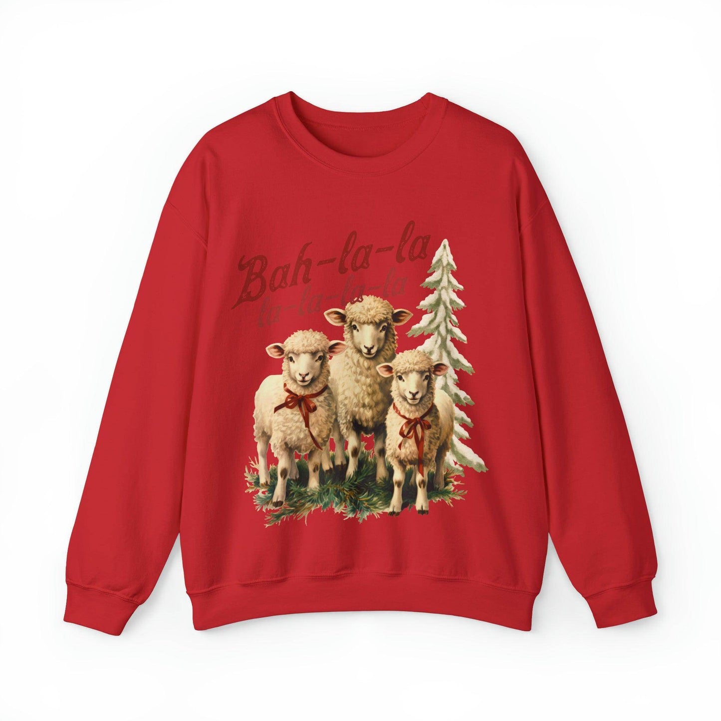 Funny Christmas Sweatshirt Christmas On The Farm Sweatshirt Christmas Sheep Sweatshirt Christmas Sweater Trendy Christmas Shirt Bah-la-la-la-la - Giftsmojo