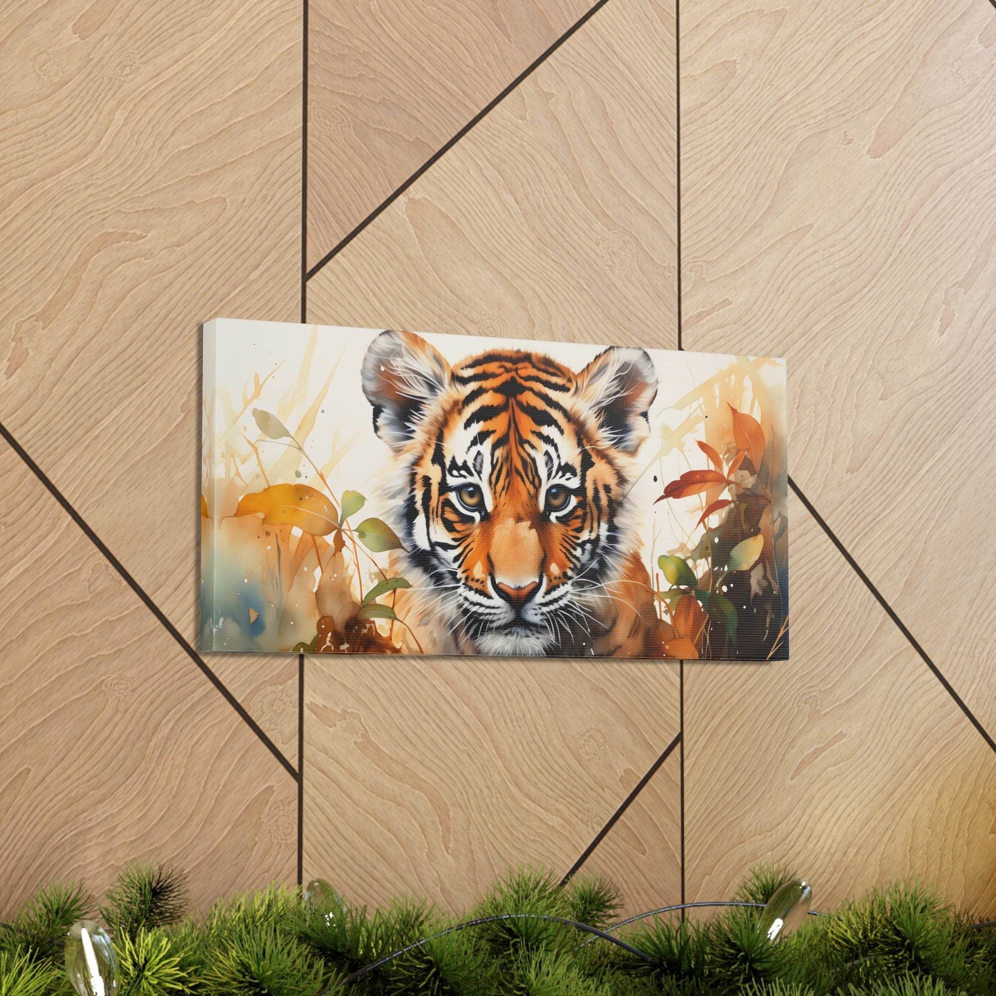 Watercolor Baby Tiger In Nature Art Canvas Gallery Wraps Tiger Print Large Canvas Art Animal Wall Art minimalist Wall Art Lover Gift - Giftsmojo