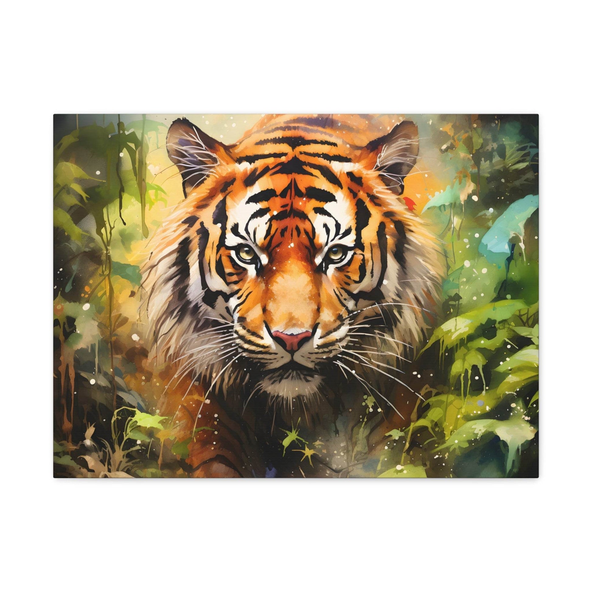 Watercolor Tiger In Nature Art Canvas Gallery Wraps Tiger Print Large Canvas Art Animal Wall Art minimalist Wall Art Lover Gift - Giftsmojo