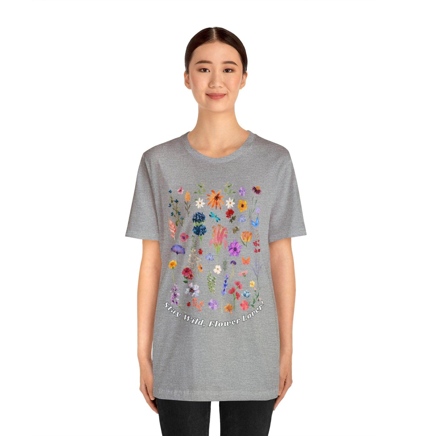 Wildflower Tshirt Flowers Shirt Floral Tshirt Flower Shirt Gift for Women - Ladies Shirts Best Friend Gift, Plant Mom Stay Wild flower lover - Giftsmojo