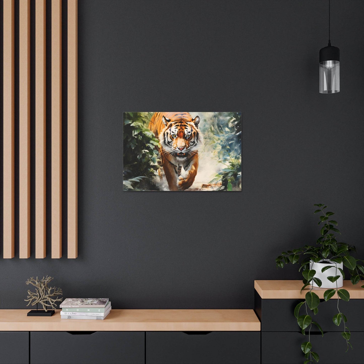 Watercolor Tiger In Nature Art Canvas Gallery Wraps Tiger Print Large Canvas Art Animal Wall Art minimalist Wall Art Lover Gift - Giftsmojo