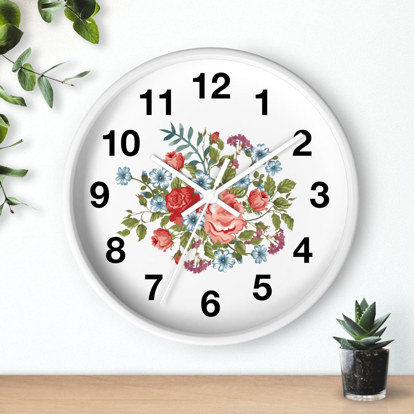Flower Wall Clock Floral Wall Clock Home Decor Gift House Warming Gift- New Home Gift Mom Gift Farmhouse Clocks For Wall Living Room Bedroom