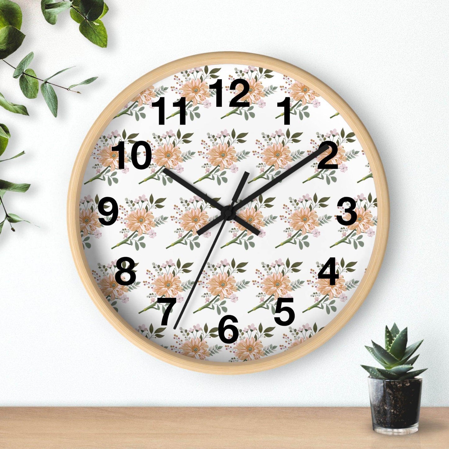 Flower wall clock, Wall clock. Floral Wall Clock, Home decor gift, House Warming gift, unique Gift, Mom gift - Giftsmojo