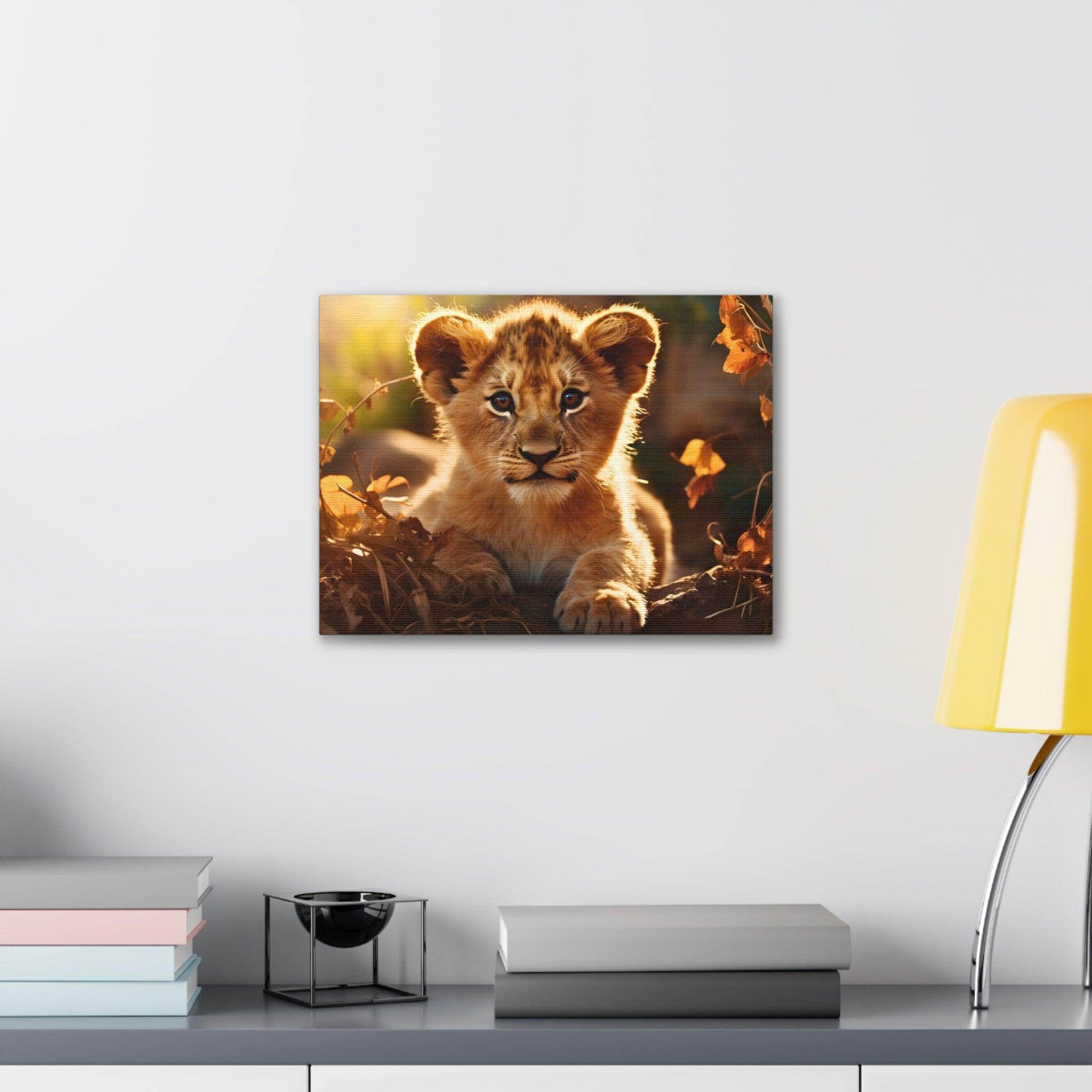 Baby Lion Cub Print Animal Nature Art Safari Nursery Canvas Gallery Wraps Baby Lion Print Large Canvas Art Animal Wall Art Lover Gift - Giftsmojo