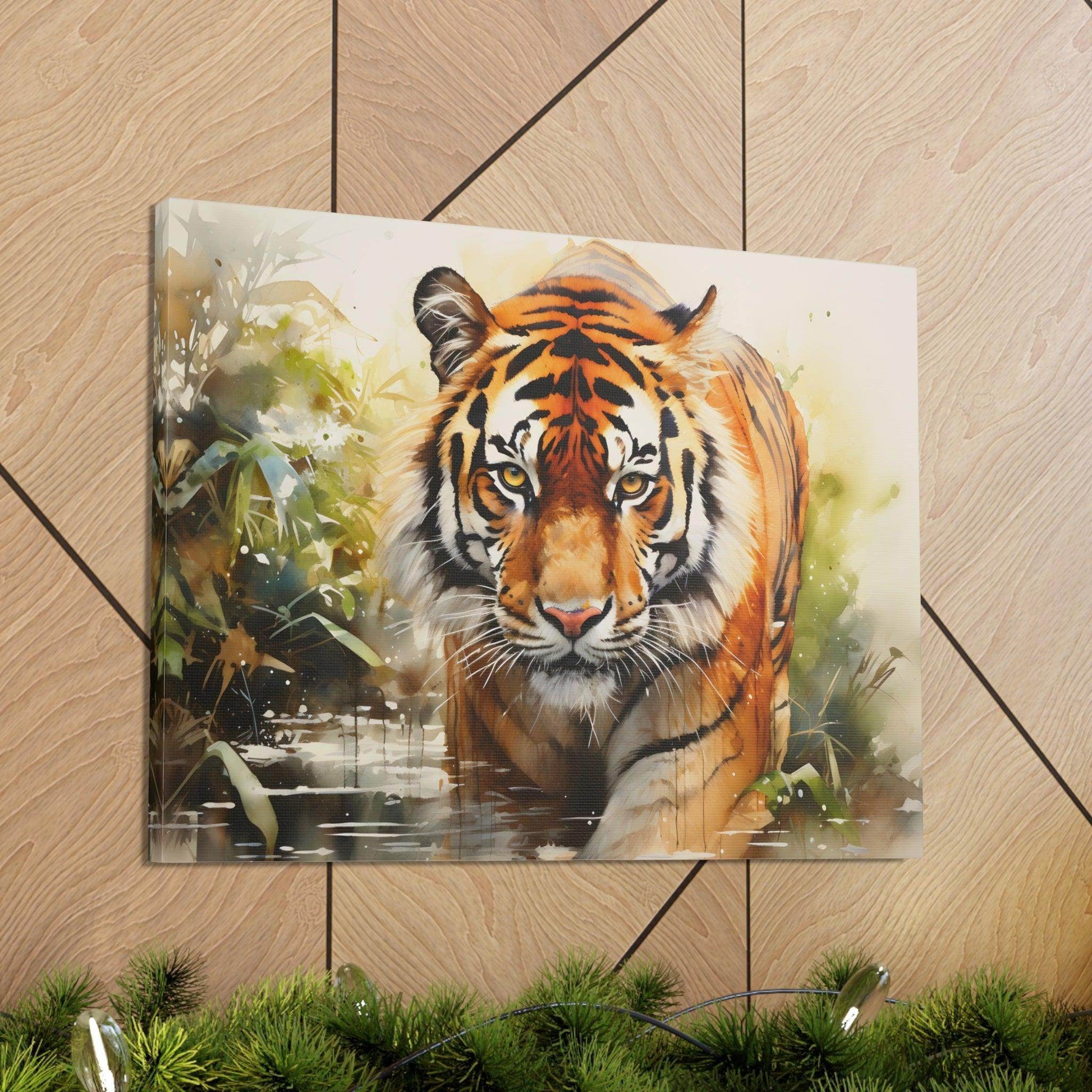 Watercolor Tiger In Nature Art Canvas Gallery Wraps Tiger Print Large Canvas Art Animal Wall Art minimalist Wall Art Lover Gift - Giftsmojo