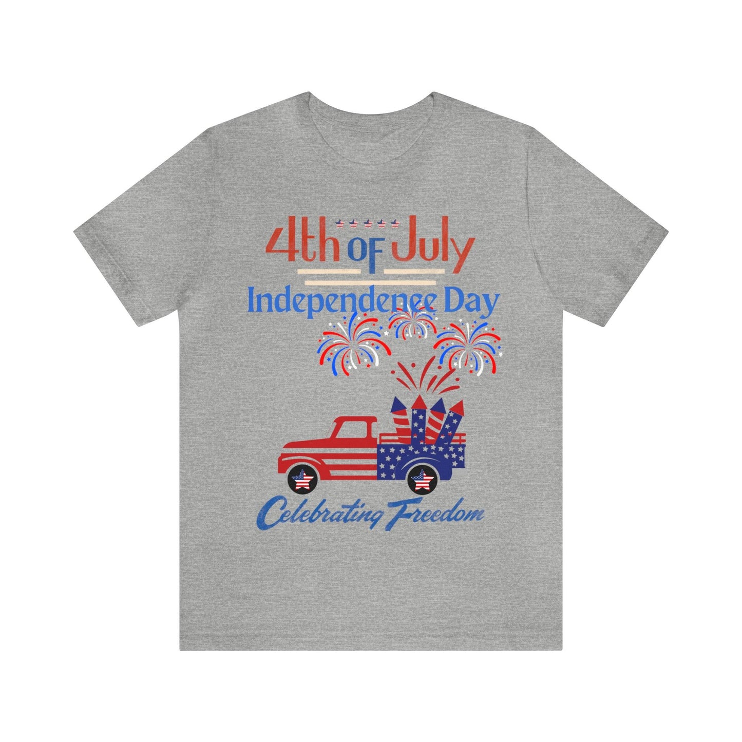 Celebrate Independence with our Patriotic Freedom Shirt! Men and Women's 4th of July Shirt featuring USA Flag, Fireworks, and Joyful Spirit!"