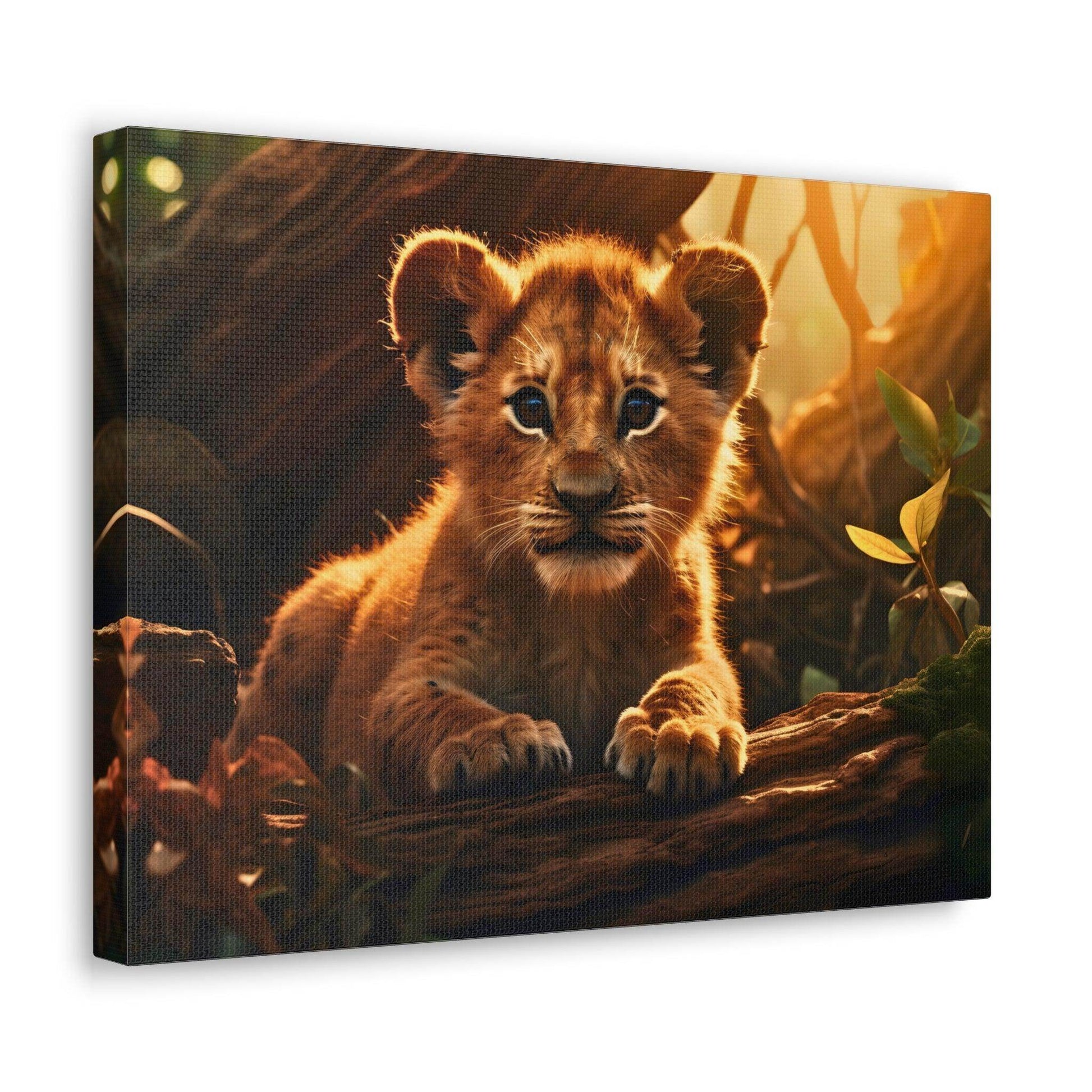 Baby Lion Cub Print Animal Nature Art Safari Nursery Canvas Gallery Wraps Baby Lion Print Large Canvas Art Animal Wall Art Lover Gift - Giftsmojo