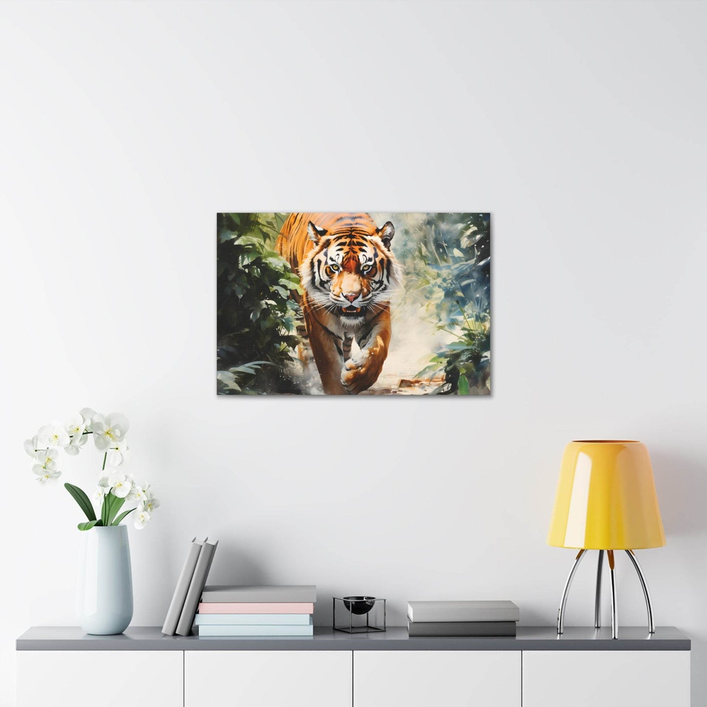 Watercolor Tiger In Nature Art Canvas Gallery Wraps Tiger Print Large Canvas Art Animal Wall Art minimalist Wall Art Lover Gift - Giftsmojo