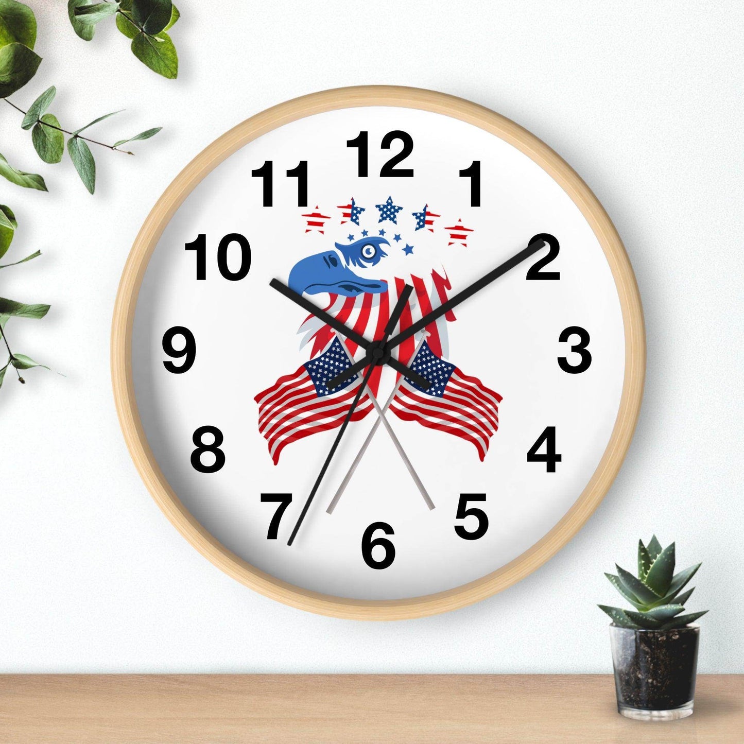 USA Flag Wall Clock, Home decor gift, House Warming gift, New Home Gift, Patriotic Gift School Clock Home Clock Office Clock - Giftsmojo