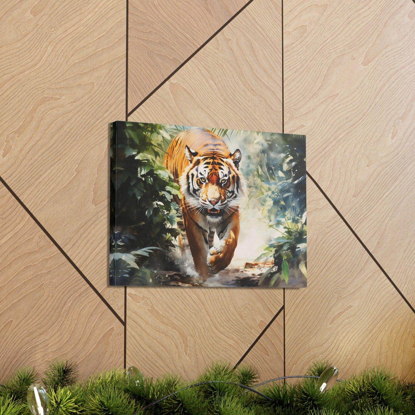 Watercolor Tiger In Nature Art Canvas Gallery Wraps Tiger Print Large Canvas Art Animal Wall Art minimalist Wall Art Lover Gift - Giftsmojo