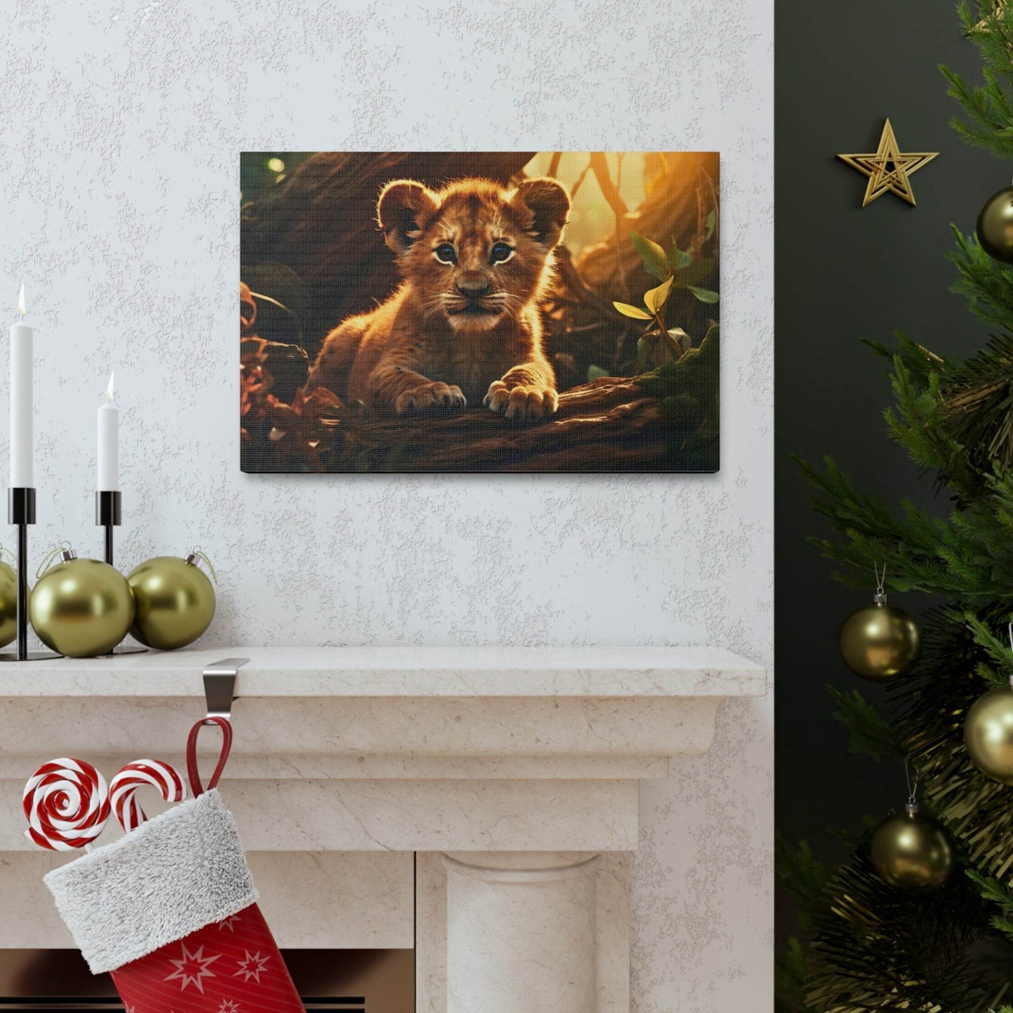 Baby Lion Cub Print Animal Nature Art Safari Nursery Canvas Gallery Wraps Baby Lion Print Large Canvas Art Animal Wall Art Lover Gift - Giftsmojo
