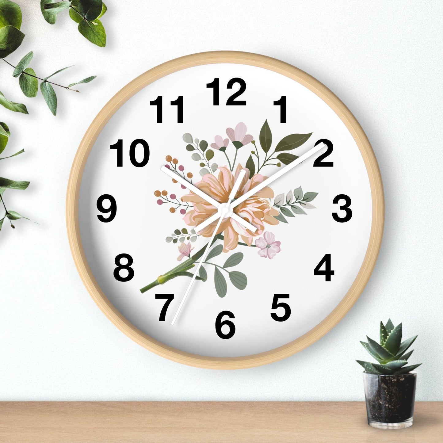 Flower Wall Clock Floral Wall Clock Home Decor Gift House Warming Gift - Mom Gift Unique Gift Farmhouse Clocks For Wall Living Room Bedroom