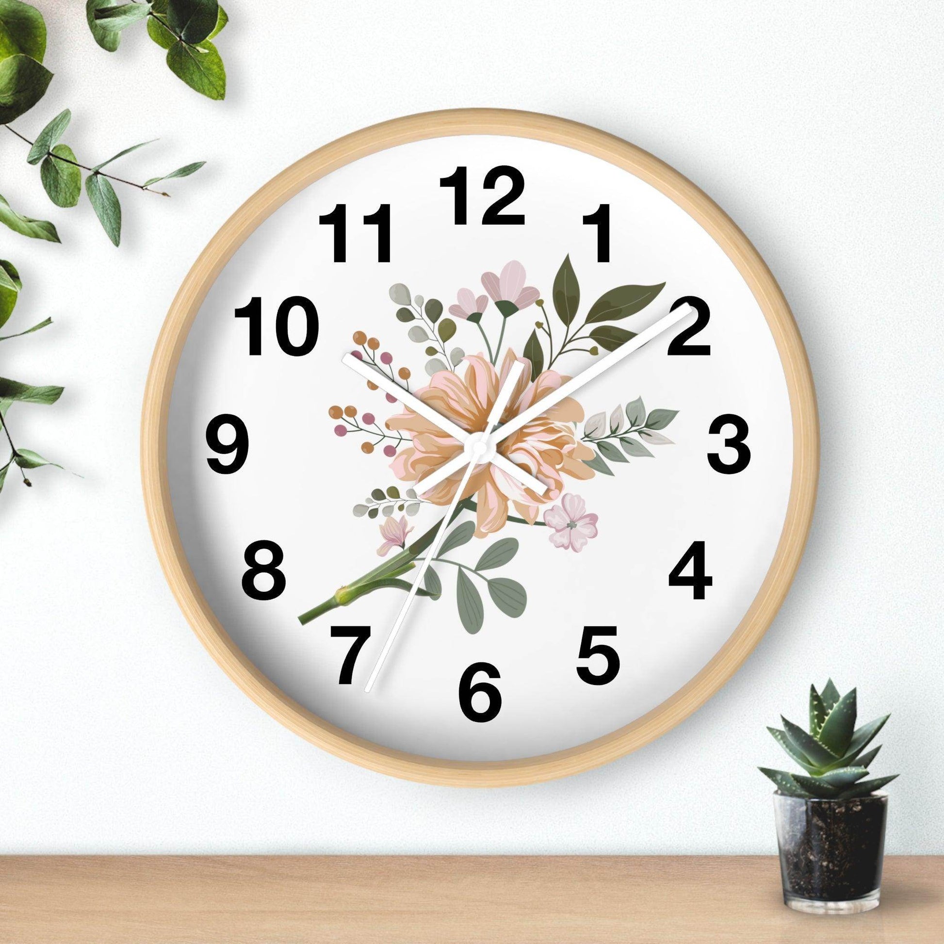Flower Wall Clock Floral Wall Clock Home Decor Gift House Warming Gift - Mom Gift Unique Gift Farmhouse Clocks For Wall Living Room Bedroom - Giftsmojo
