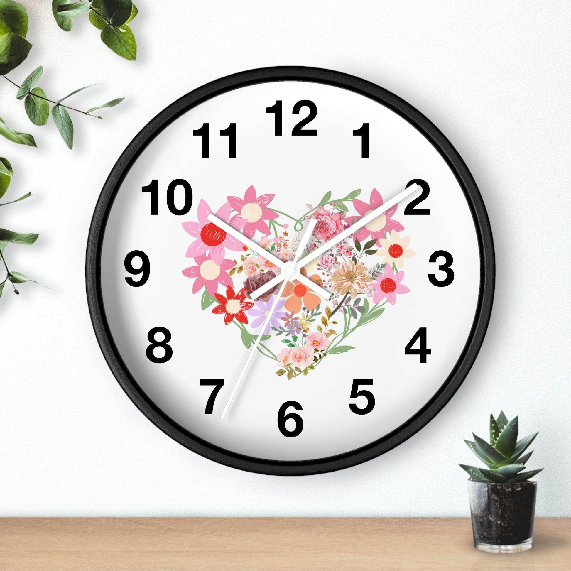 Flower wall clock, Flower Heart Wall clock, Floral Wall Clock, Home decor gift, House Warming gift, New Home Gift, Mom gift - Giftsmojo