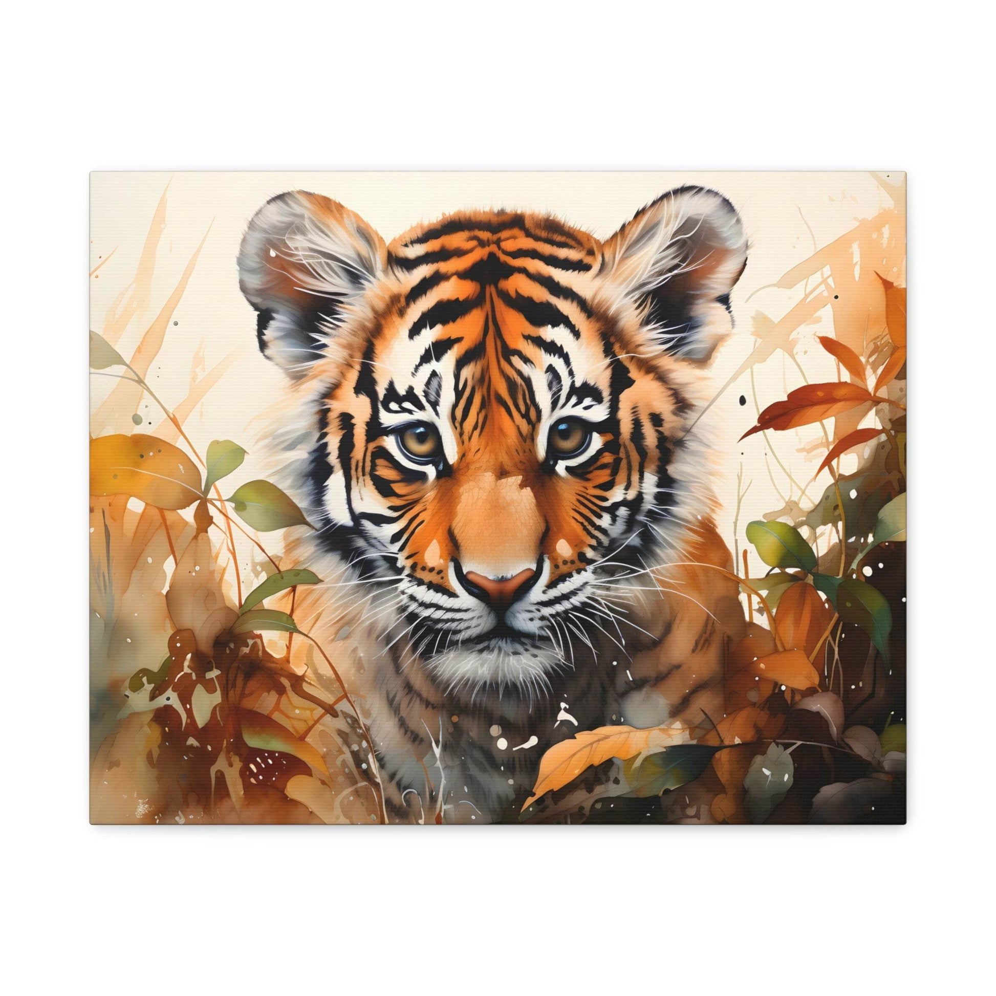 Watercolor Baby Tiger In Nature Art Canvas Gallery Wraps Tiger Print Large Canvas Art Animal Wall Art minimalist Wall Art Lover Gift - Giftsmojo