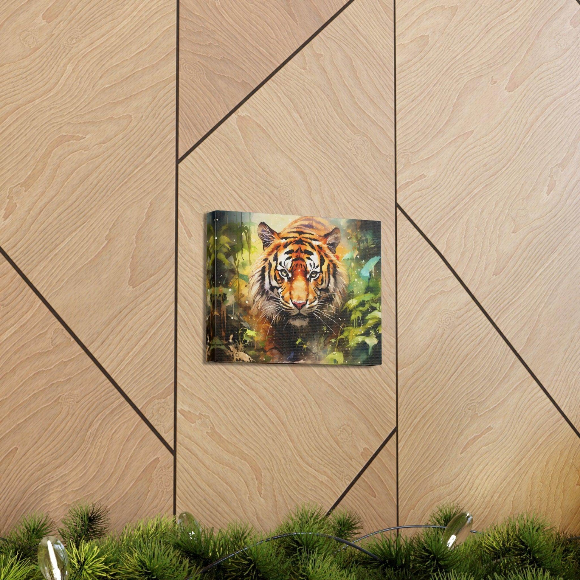 Watercolor Tiger In Nature Art Canvas Gallery Wraps Tiger Print Large Canvas Art Animal Wall Art minimalist Wall Art Lover Gift - Giftsmojo