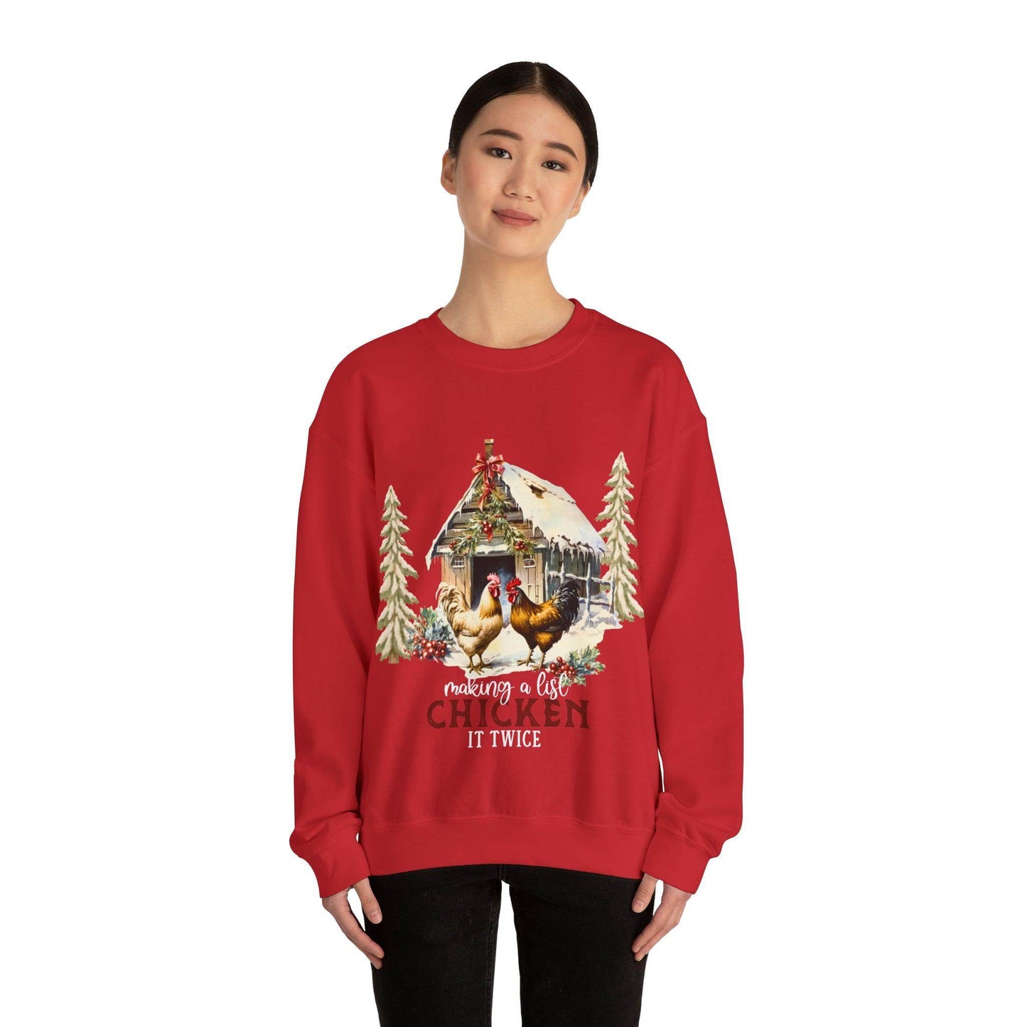 Making A List Chicken It Twice Christmas Sweatshirt Christmas on The Farm Sweatshirt Christmas Farm Sweatshirt Christmas Sweater Trendy Christmas Shirt Farmers - Giftsmojo