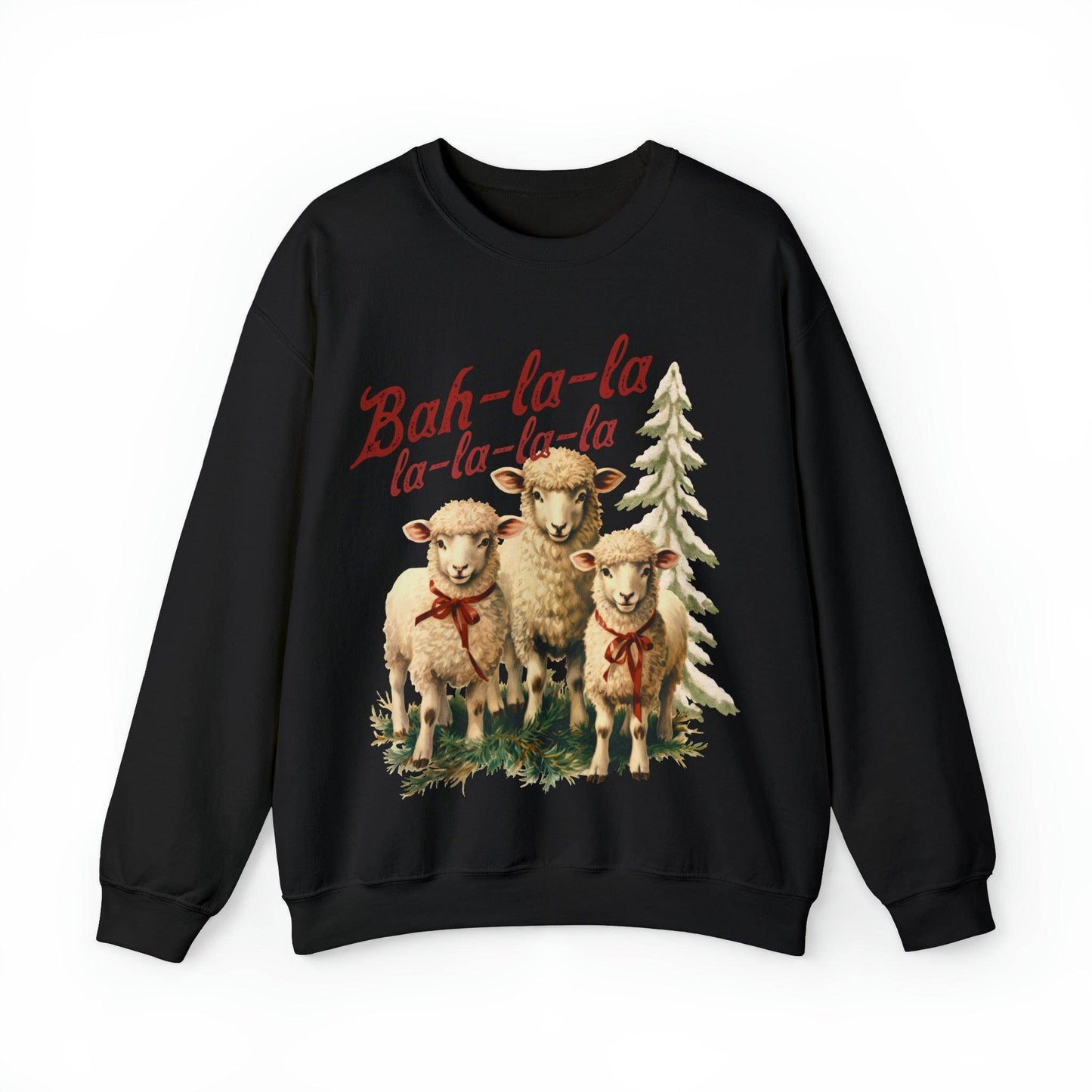 Funny Christmas Sweatshirt Christmas On The Farm Sweatshirt Christmas Sheep Sweatshirt Christmas Sweater Trendy Christmas Shirt Bah-la-la-la-la - Giftsmojo