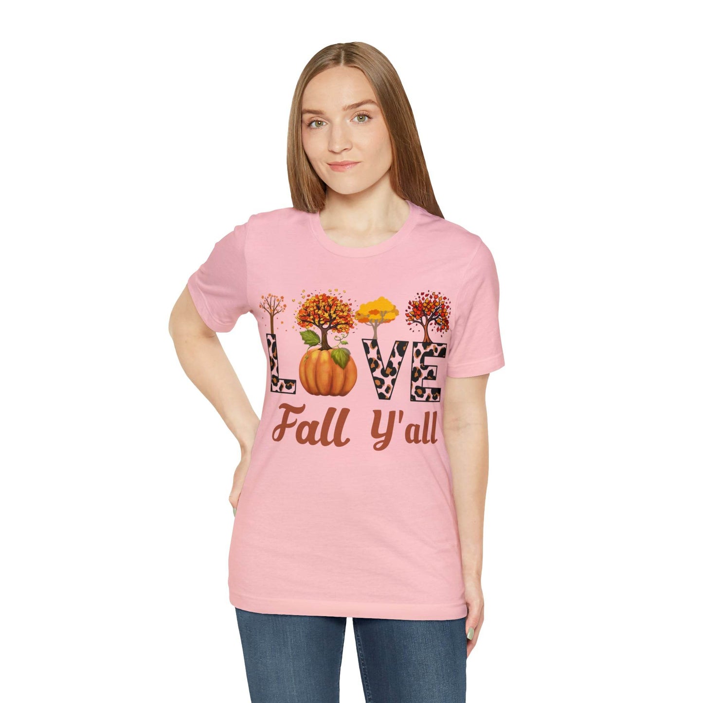 Leopard Print Love Fall Y'all, Fall shirt, Fall lover gift, Nature lover gift. - Giftsmojo