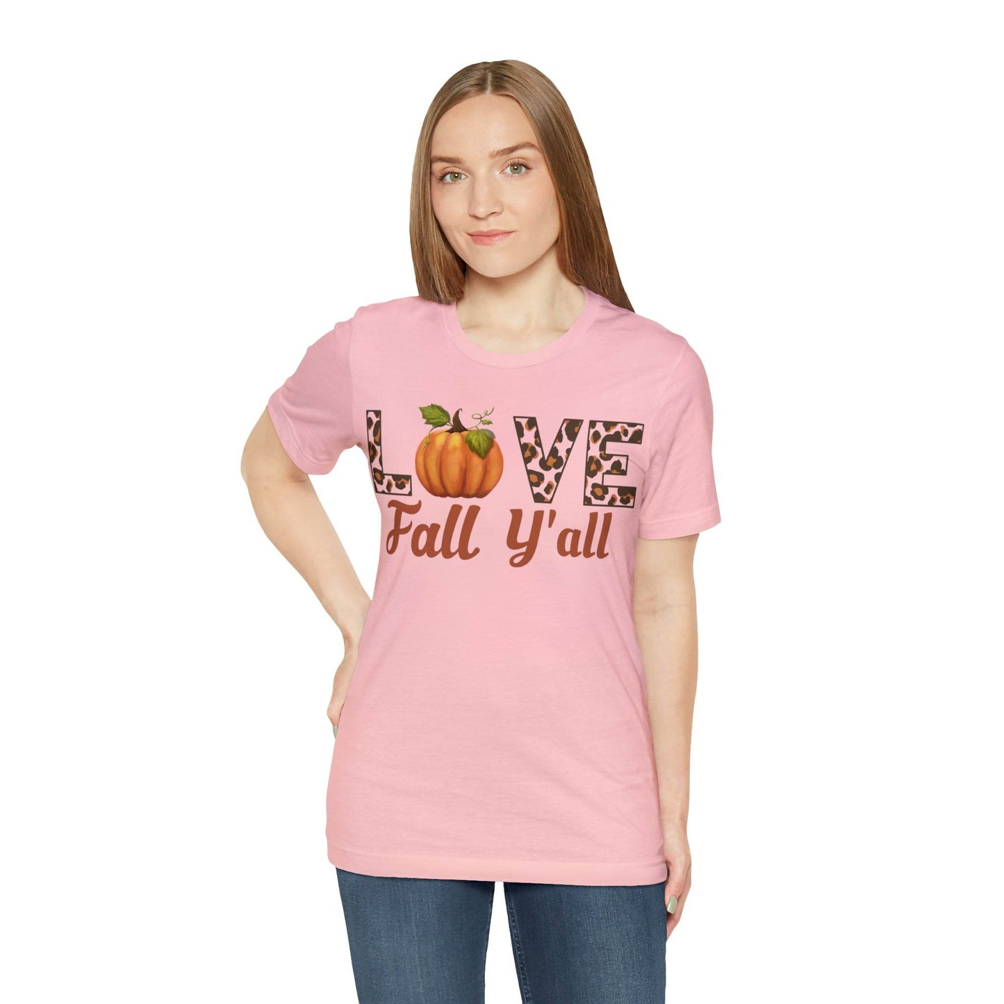 Leopard Print Love Fall Y'all Shirt, Pumpkin Shirt, Fall Shirt for Fall Lover, Fall gift - Giftsmojo